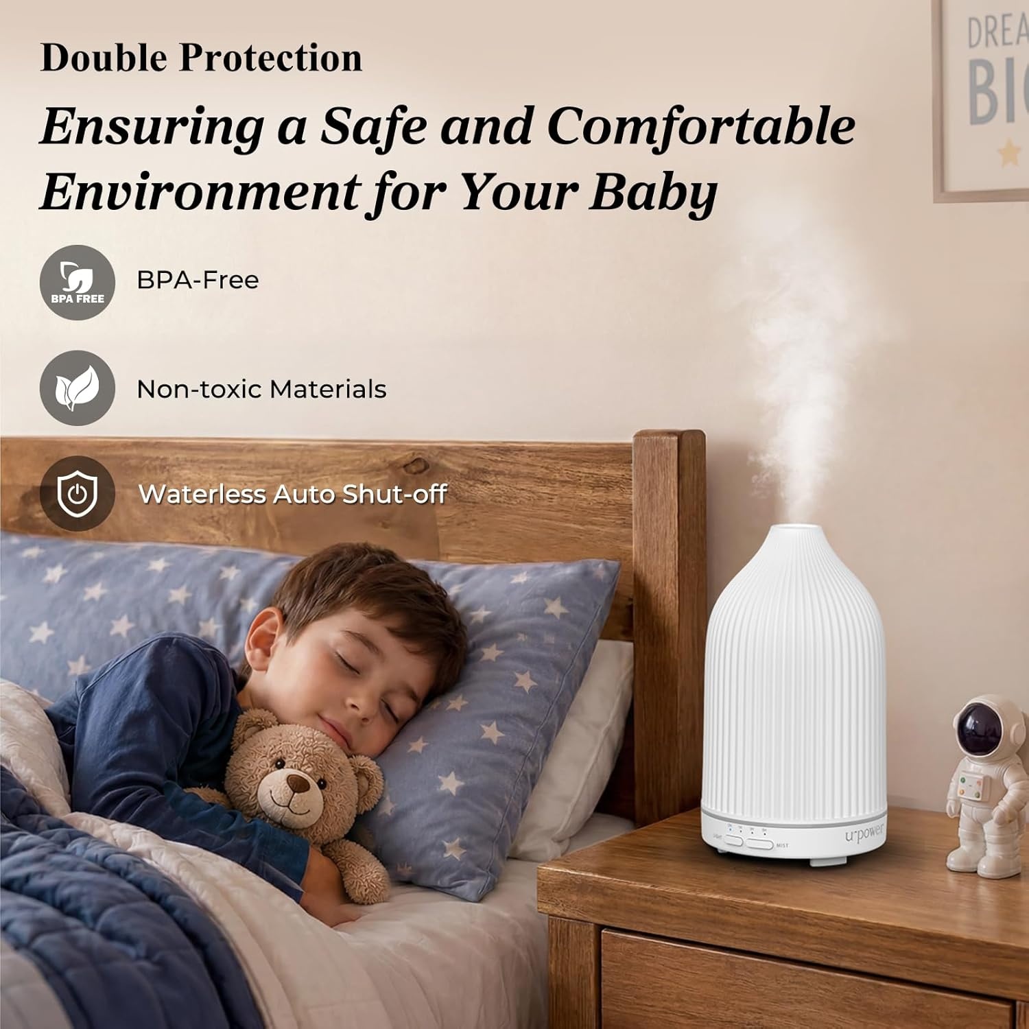 image:imageURPOWER 100ML Essential Oil Diffuser Ultrasonic Cool Mist Humidifier with 7 LED Lights Timer amp AutoOff Quiet Aromatherapy Scent Diffuser for Home Bedroom Office RelaxationStriped White
