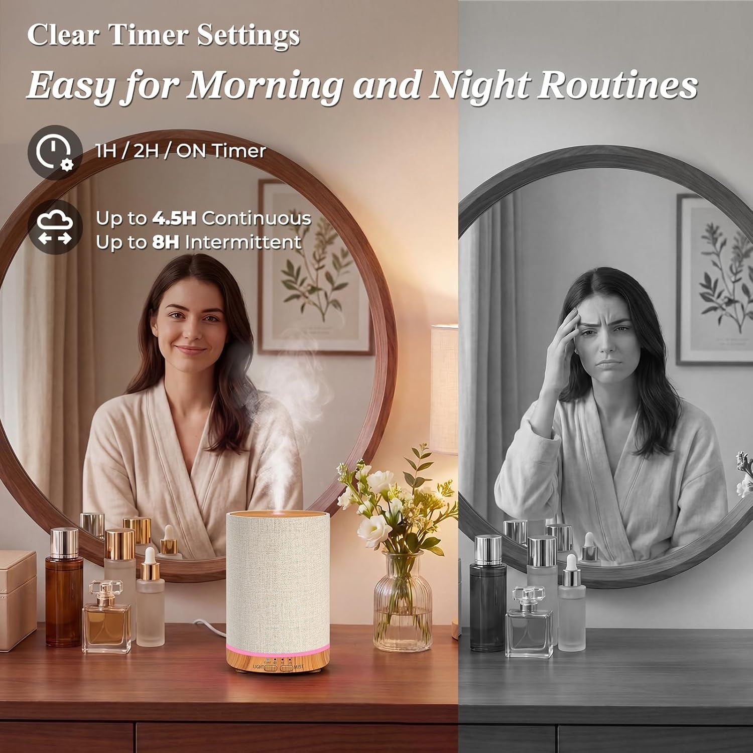 image:imageURPOWER 100ML Essential Oil Diffusers for Home with Linen Cover 7 Color Changing Lights Timer amp AutoOff Scent Diffuser Oil Machine Humidifier Aromatherapy Air Diffusers for Bedroom OfficeWarm Linen