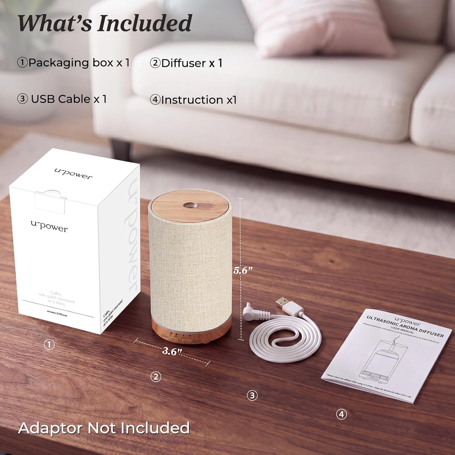 image:imageURPOWER 100ML Essential Oil Diffusers for Home with Linen Cover 7 Color Changing Lights Timer amp AutoOff Scent Diffuser Oil Machine Humidifier Aromatherapy Air Diffusers for Bedroom OfficeWarm Linen