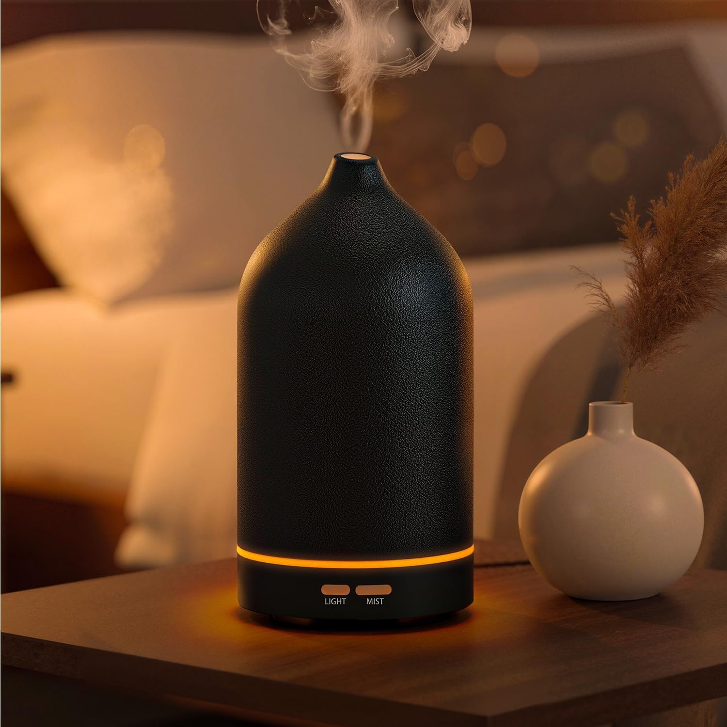 image:imageURPOWER 120ML Essential Oil Diffuser Ceramic Aromatherapy Diffuser with 7Color LED Lights Auto ShutOff 2 Mist Modes Humidifier for Home Office Decor Scent Diffuser for Yoga SpaBlack