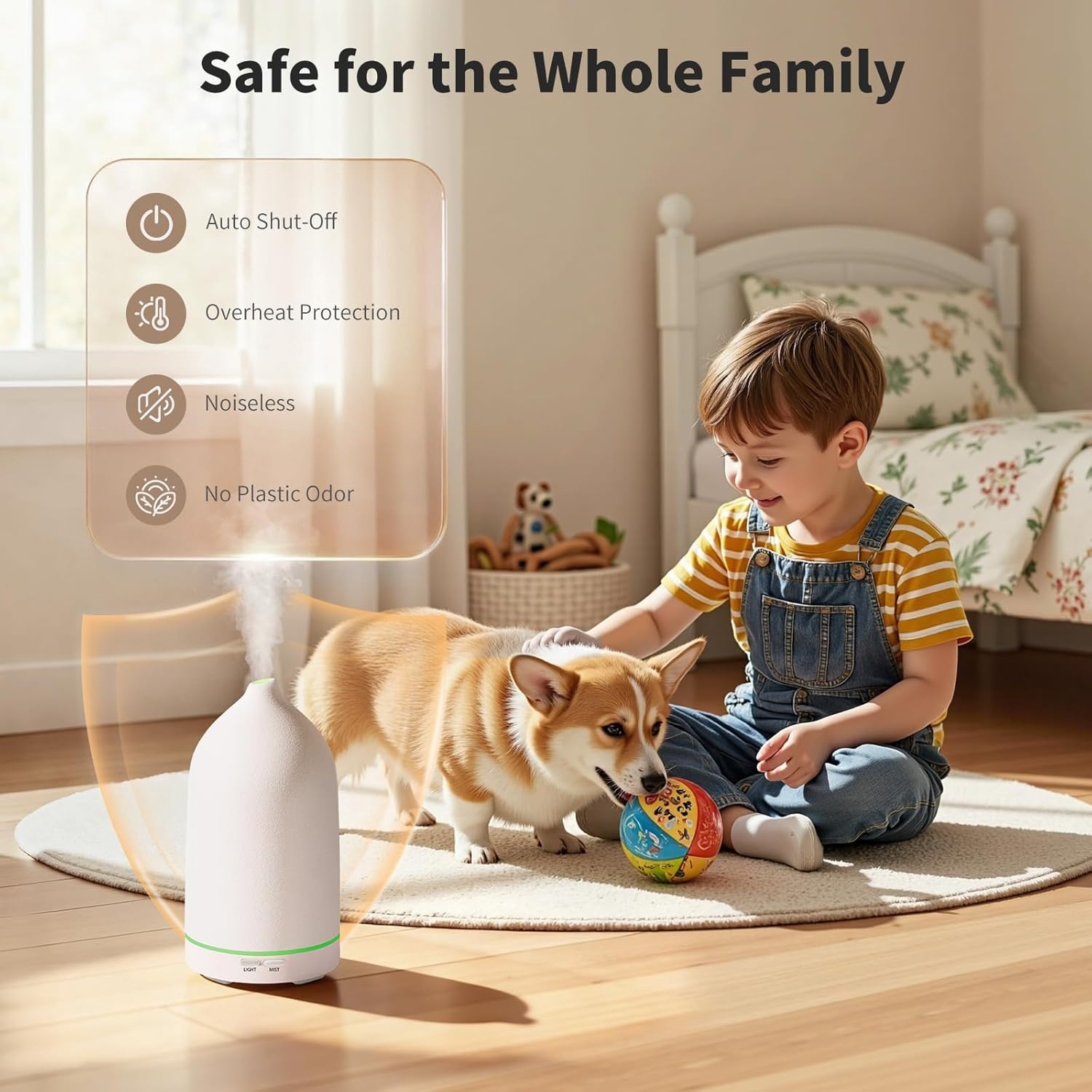 image:imageURPOWER 120ML Essential Oil Diffuser Ceramic Aromatherapy Diffuser with 7Color LED Lights Auto ShutOff 2 Mist Modes Humidifier for Home Office Decor Scent Diffuser for Yoga SpaAll White