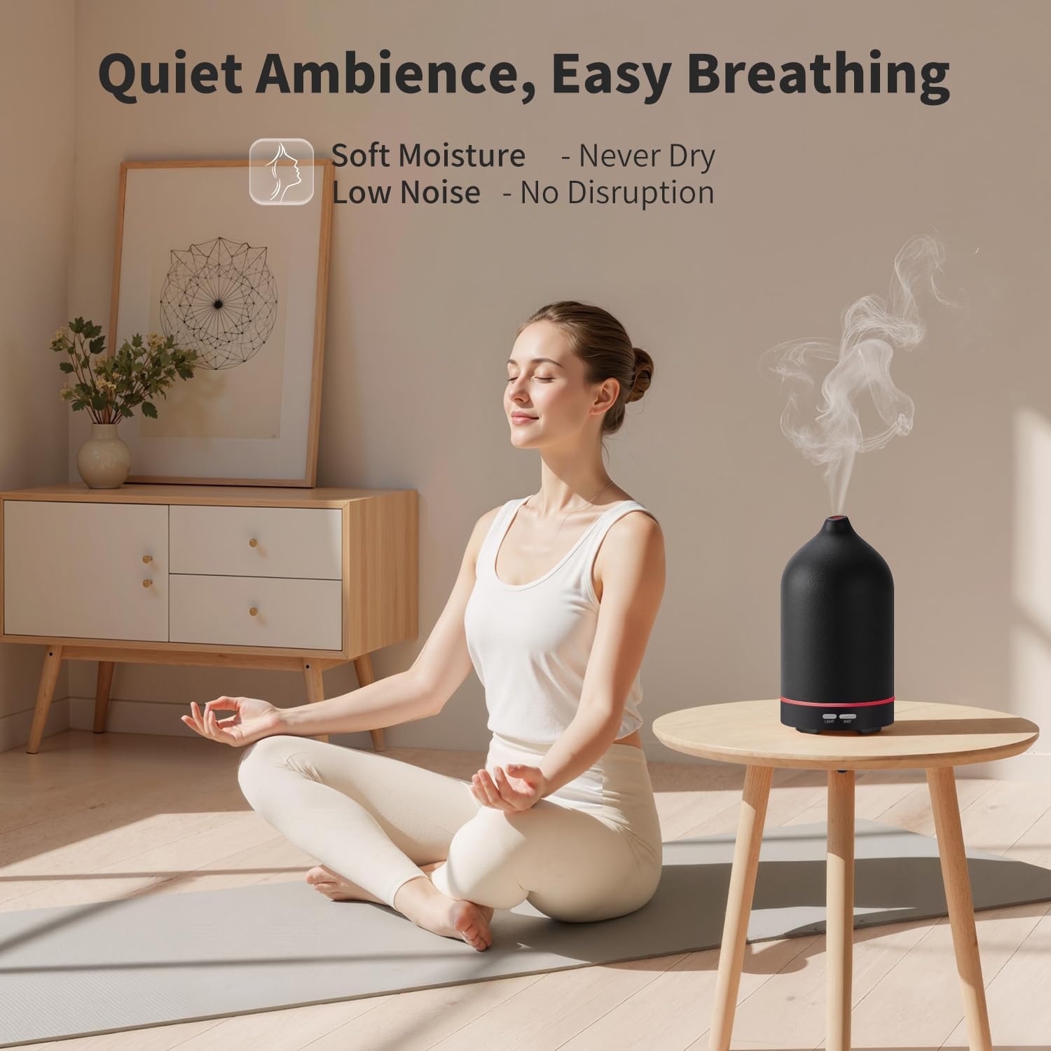 image:imageURPOWER 120ML Essential Oil Diffuser Ceramic Aromatherapy Diffuser with 7Color LED Lights Auto ShutOff 2 Mist Modes Humidifier for Home Office Decor Scent Diffuser for Yoga SpaBlack
