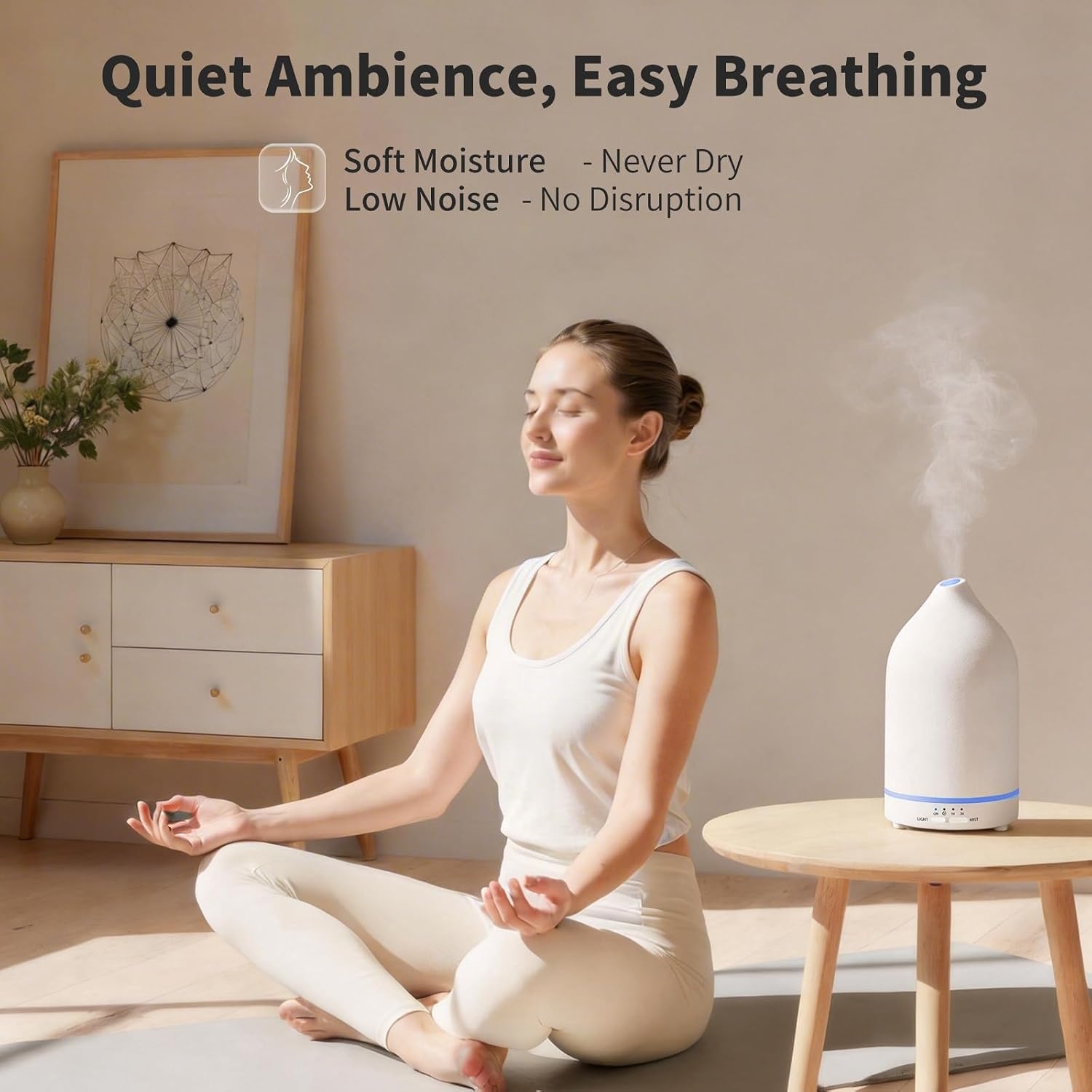 image:imageURPOWER 120ML Essential Oil Diffuser Ceramic Aromatherapy Diffuser with 7Color LED Lights Auto ShutOff 2 Mist Modes Humidifier for Home Office Decor Scent Diffuser for Yoga SpaAll White