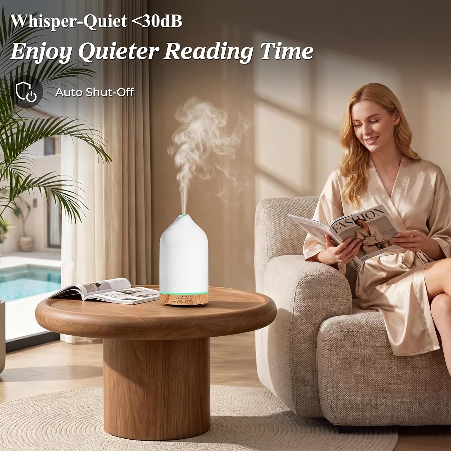 image:imageURPOWER 120ML Essential Oil Diffuser Ceramic Aromatherapy Diffuser with 7Color LED Lights Auto ShutOff 2 Mist Modes Humidifier for Home Office Decor Scent Diffuser for Yoga SpaCeramic White