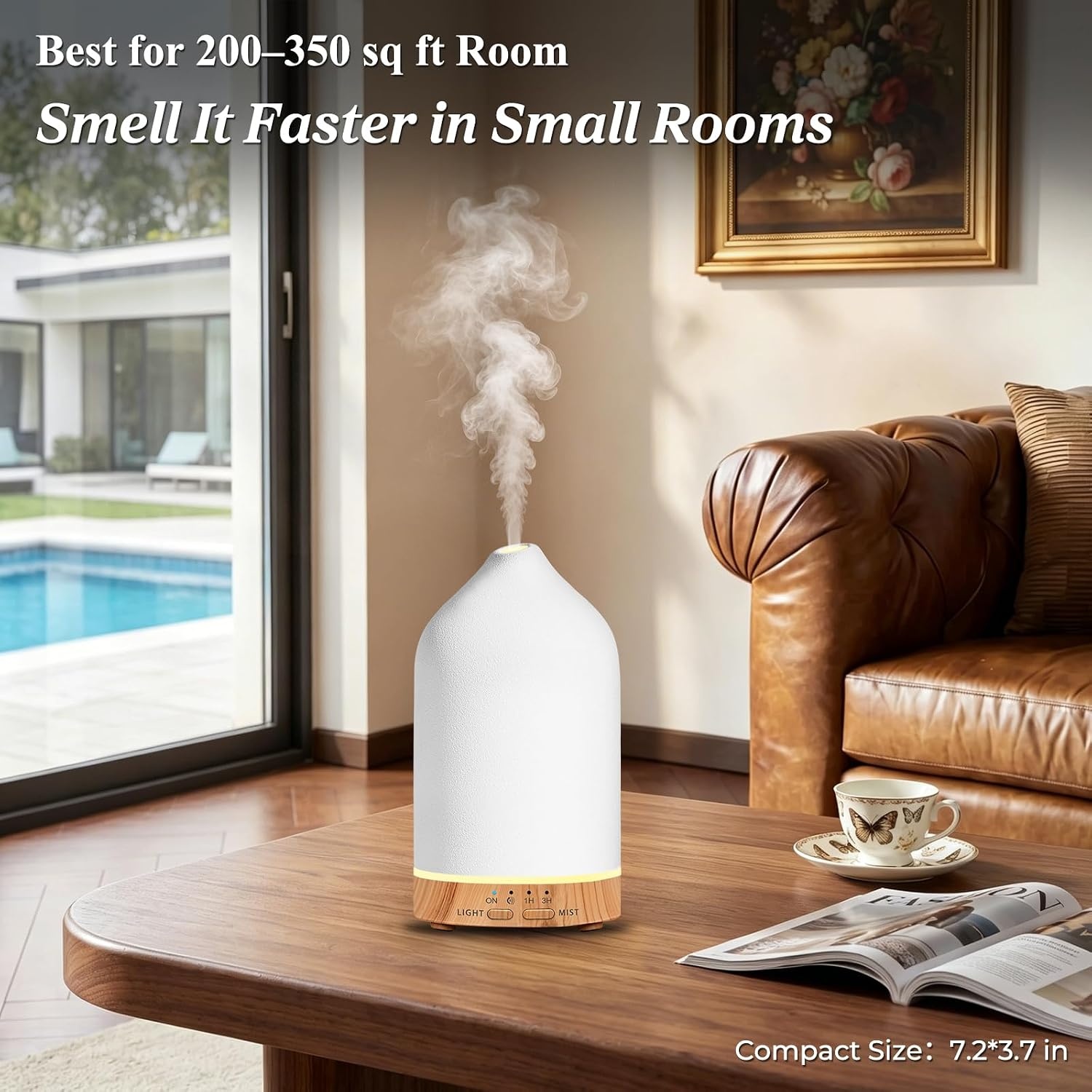 image:imageURPOWER 120ML Essential Oil Diffuser Ceramic Aromatherapy Diffuser with 7Color LED Lights Auto ShutOff 2 Mist Modes Humidifier for Home Office Decor Scent Diffuser for Yoga SpaCeramic White