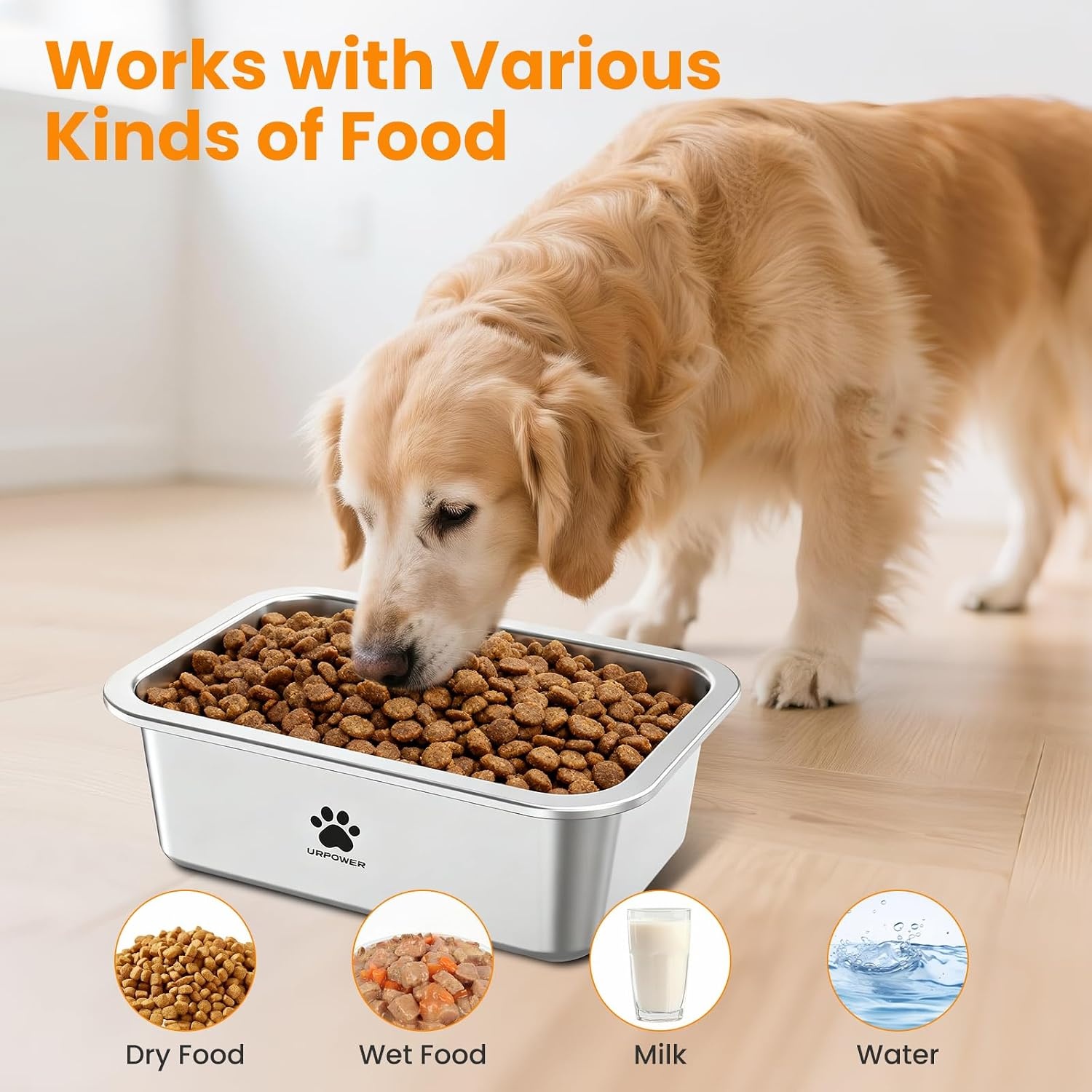 image:imageURPOWER 2 Pack 125 Gallon Large Dog Water Bowl Thickened Stainless Steel Dog Water amp Food Bowls with NonSlip Mat SpillProof Metal Pet Bowl Set for Medium Large XLarge Dogs IndoorOutdoor Use085 Gallon