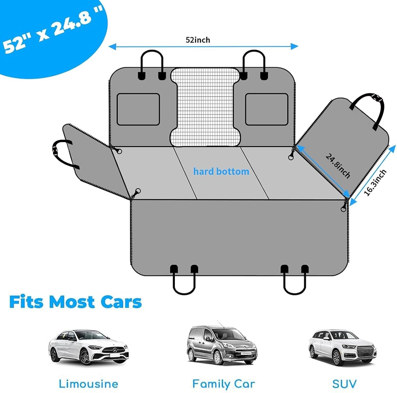 image:imageURPOWER 2026 Upgraded Back Seat Extender for Dogs Large Hard Bottom Dog Car Seat Cover Holds 550lbs Waterproof Dog Hammock Pet Bed with HighDensity Foam NonSlip Backseat ProtectorAll Black