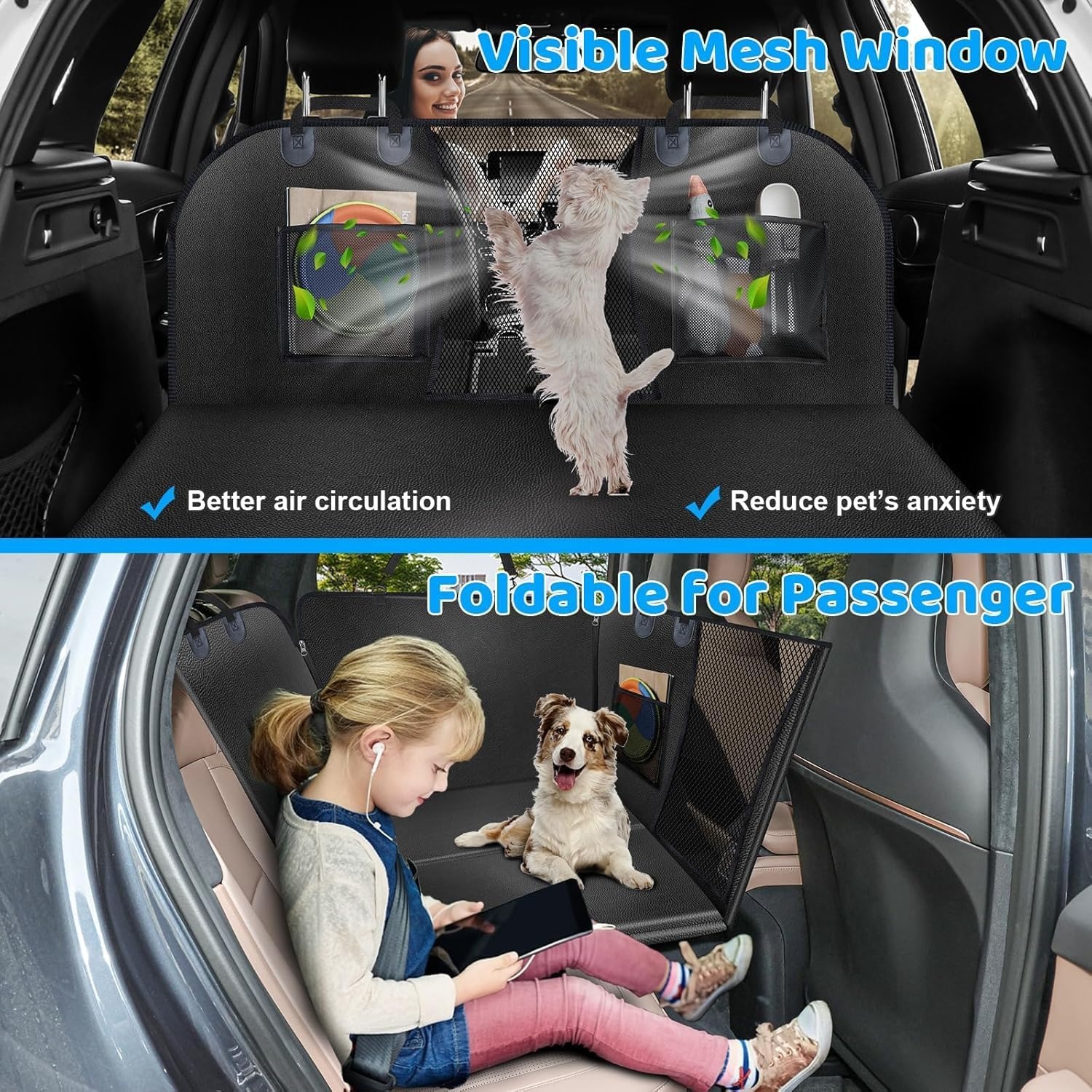 image:imageURPOWER 2026 Upgraded Back Seat Extender for Dogs Large Hard Bottom Dog Car Seat Cover Holds 550lbs Waterproof Dog Hammock Pet Bed with HighDensity Foam NonSlip Backseat ProtectorMatte Black