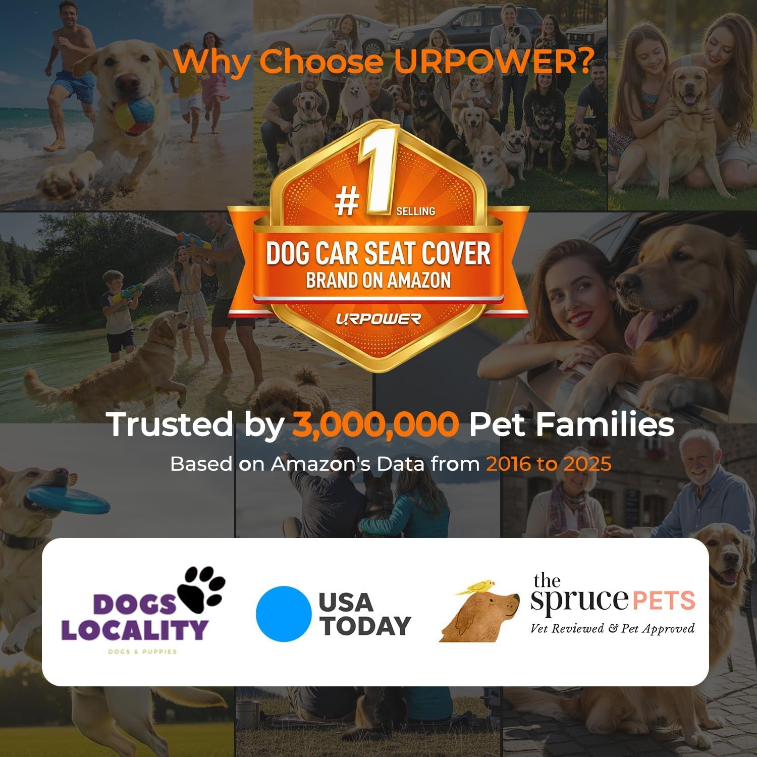 image:imageURPOWER 2026 Upgraded Back Seat Extender for Dogs Large Hard Bottom Dog Car Seat Cover Holds 550lbs Waterproof Dog Hammock Pet Bed with HighDensity Foam NonSlip Backseat ProtectorKhaki