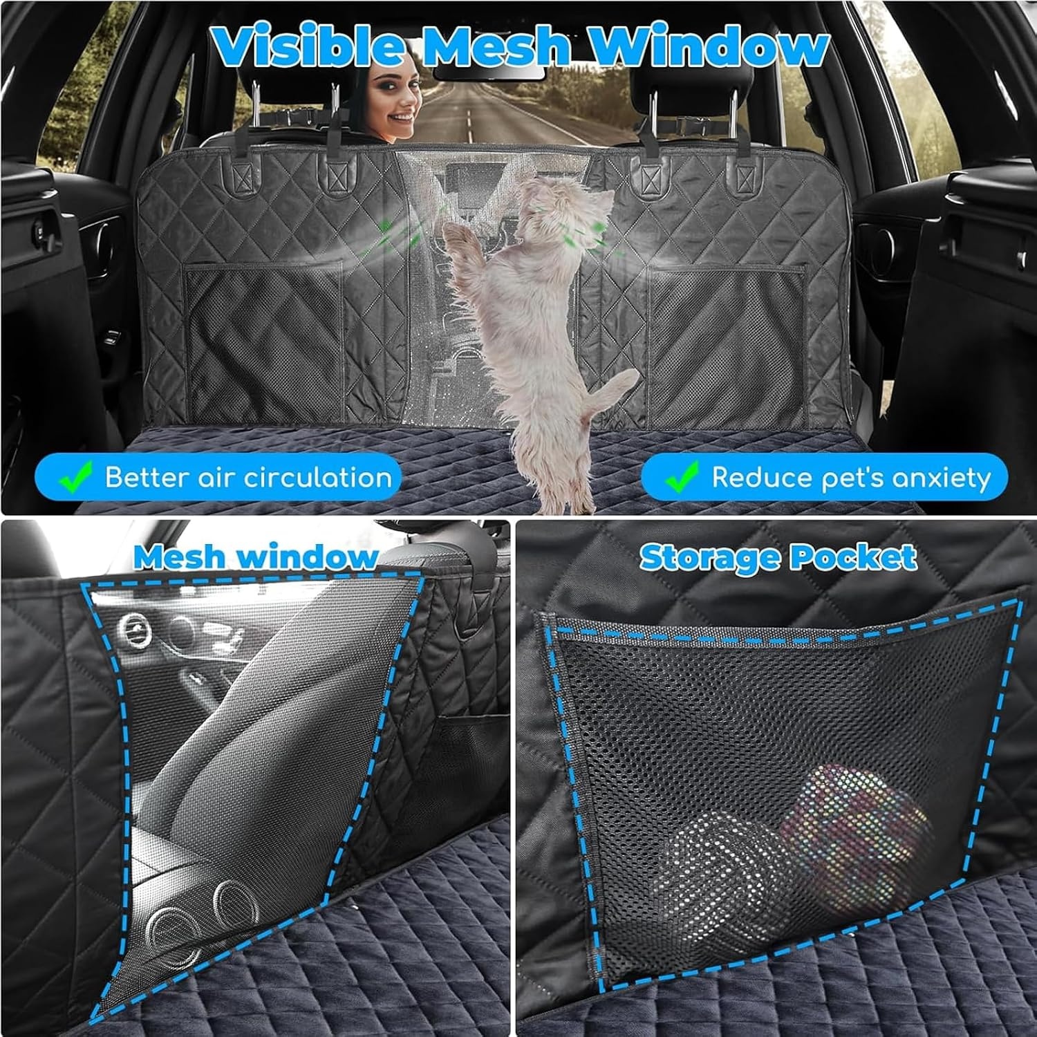 image:imageURPOWER 2026 Upgraded Back Seat Extender for Dogs Large Hard Bottom Dog Car Seat Cover Holds 550lbs Waterproof Dog Hammock Pet Bed with HighDensity Foam NonSlip Backseat ProtectorAll Black