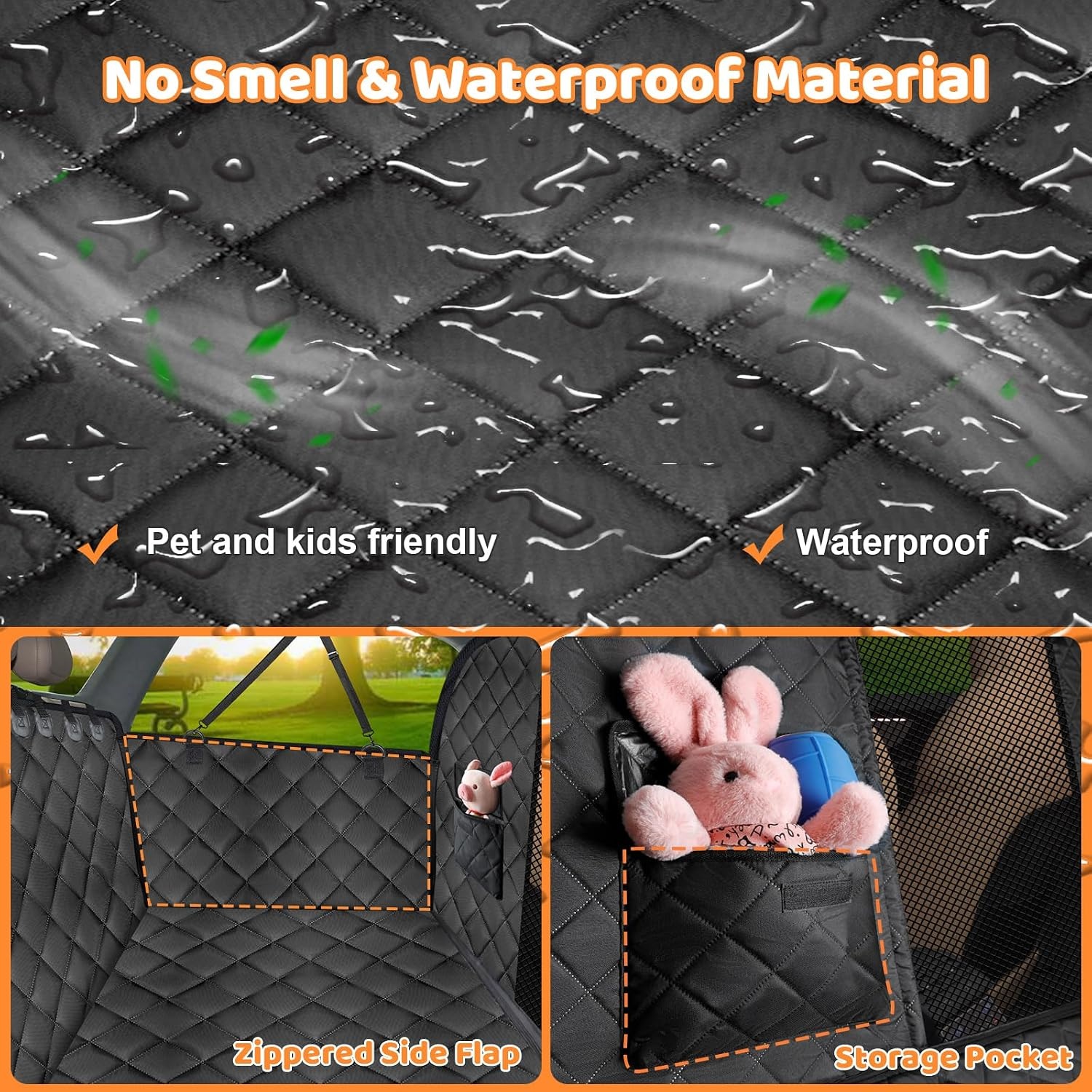 image:imageURPOWER 2026 Upgraded Back Seat Extender for Dogs Large Hard Bottom Dog Car Seat Cover Holds 550lbs Waterproof Dog Hammock Pet Bed with HighDensity Foam NonSlip Backseat ProtectorDark Black