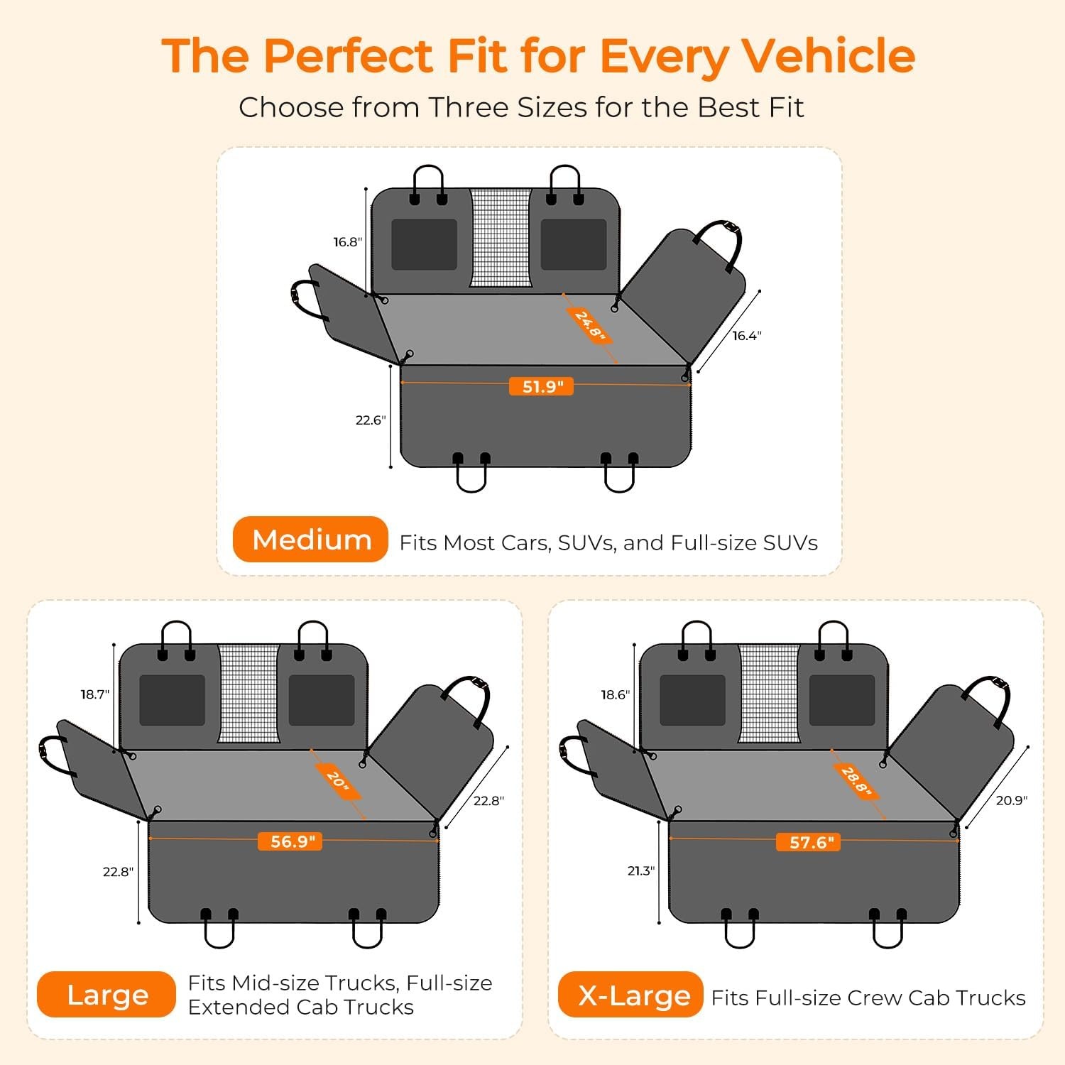 image:imageURPOWER 2026 Upgraded Back Seat Extender for Dogs Large Hard Bottom Dog Car Seat Cover Holds 550lbs Waterproof Dog Hammock Pet Bed with HighDensity Foam NonSlip Backseat ProtectorGrey