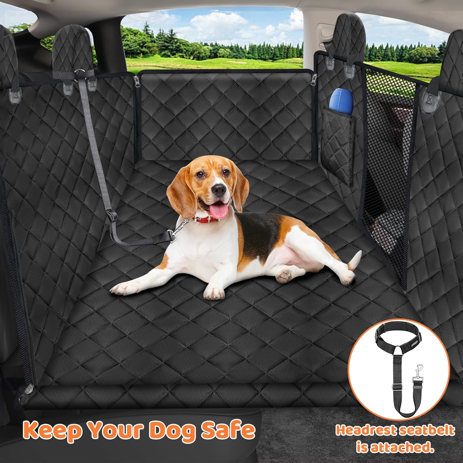 image:imageURPOWER 2026 Upgraded Back Seat Extender for Dogs Large Hard Bottom Dog Car Seat Cover Holds 550lbs Waterproof Dog Hammock Pet Bed with HighDensity Foam NonSlip Backseat ProtectorBlack