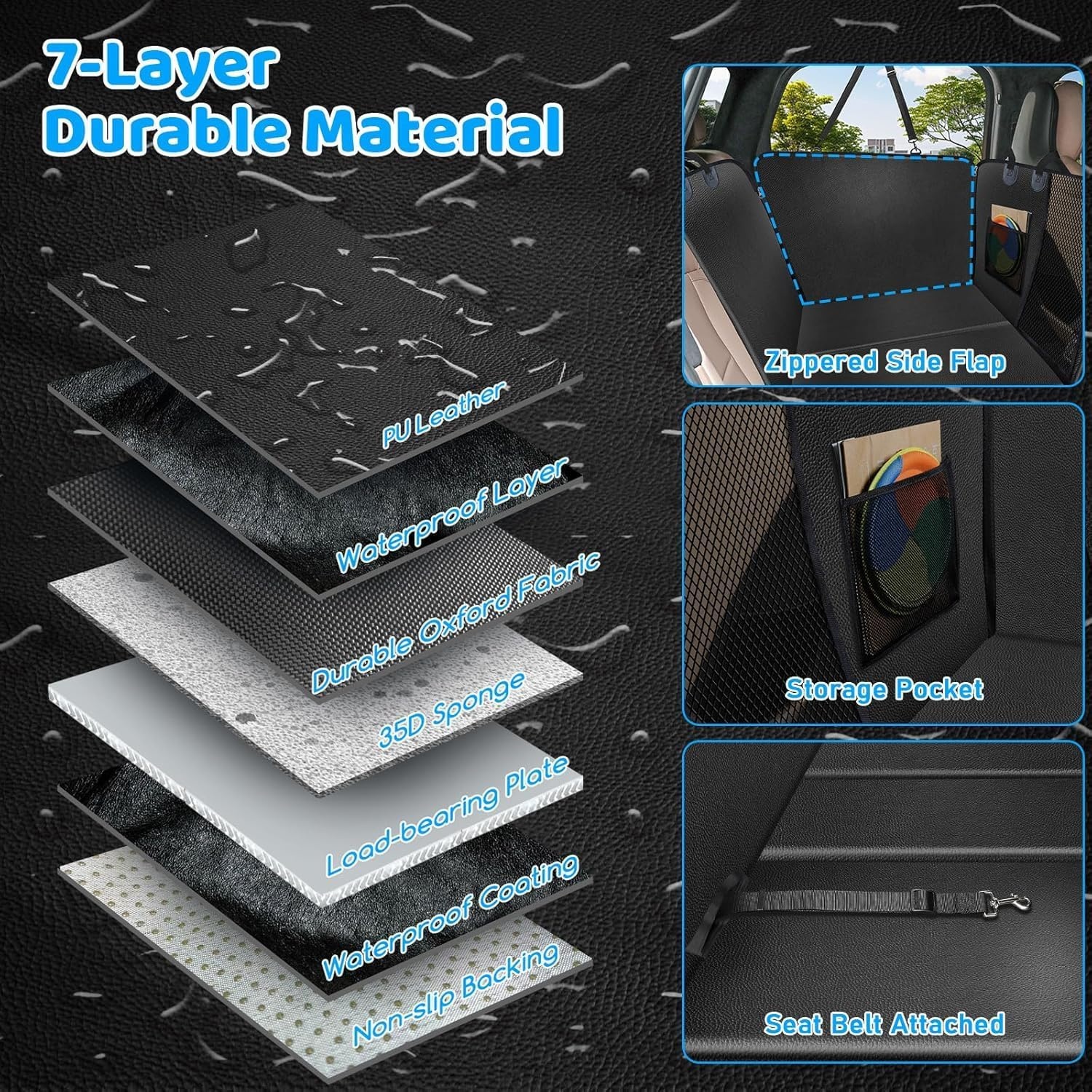 image:imageURPOWER 2026 Upgraded Back Seat Extender for Dogs Large Hard Bottom Dog Car Seat Cover Holds 550lbs Waterproof Dog Hammock Pet Bed with HighDensity Foam NonSlip Backseat ProtectorMatte Black