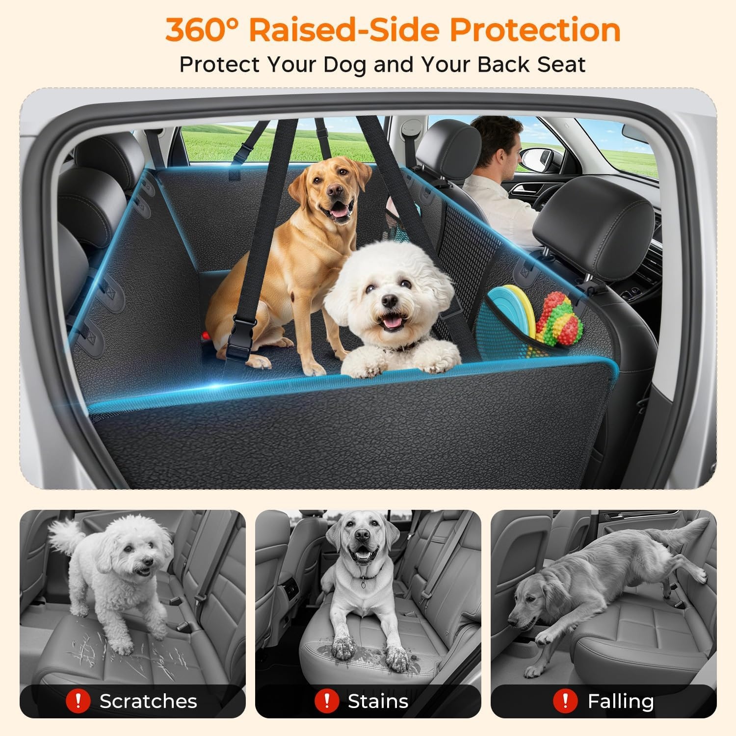 image:imageURPOWER 2026 Upgraded Back Seat Extender for Dogs Large Hard Bottom Dog Car Seat Cover Holds 550lbs Waterproof Dog Hammock Pet Bed with HighDensity Foam NonSlip Backseat ProtectorMatte Black
