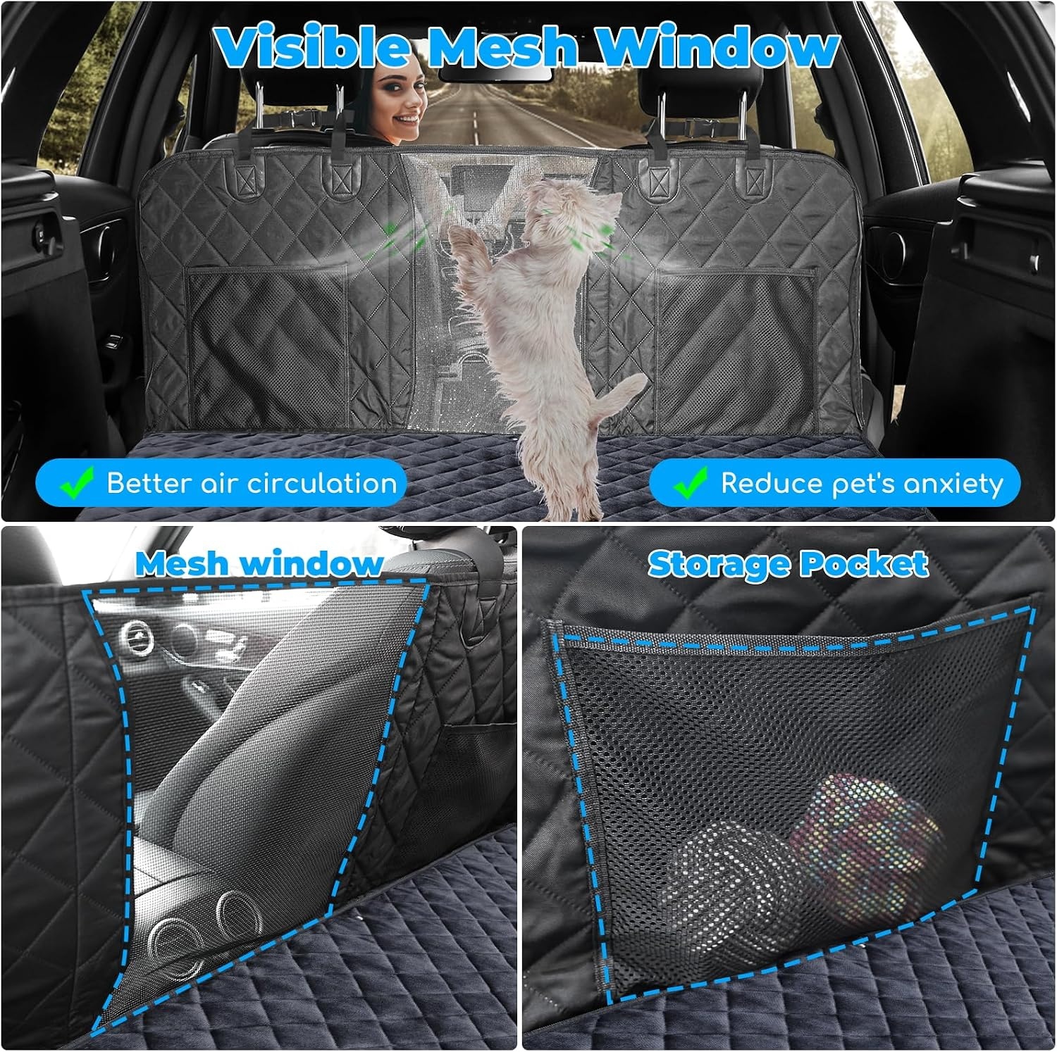 image:imageURPOWER 2026 Upgraded Back Seat Extender for Dogs Large Hard Bottom Dog Car Seat Cover Holds 550lbs Waterproof Dog Hammock Pet Bed with HighDensity Foam NonSlip Backseat ProtectorAll Black