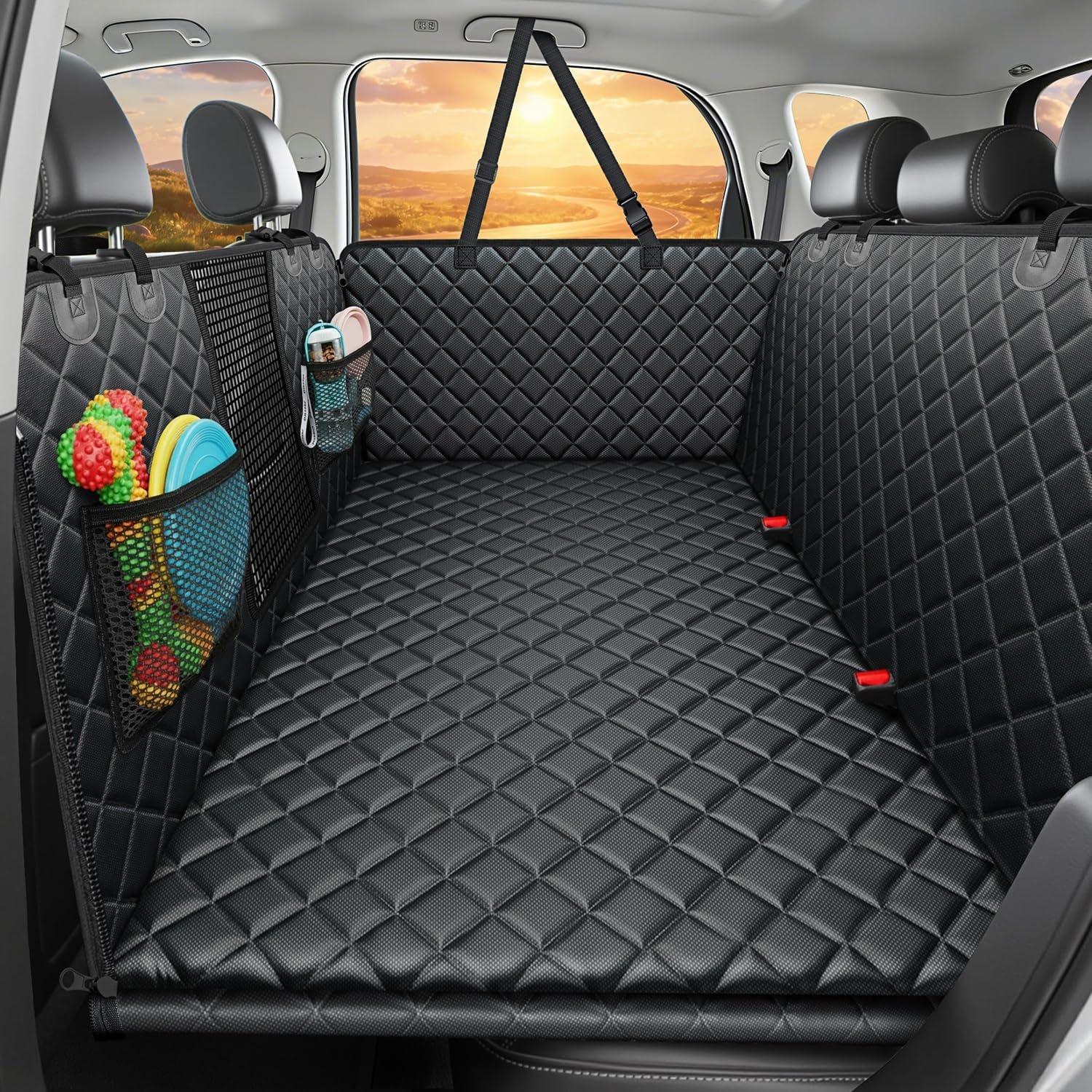 image:imageURPOWER 2026 Upgraded Back Seat Extender for Dogs Large Hard Bottom Dog Car Seat Cover Holds 550lbs Waterproof Dog Hammock Pet Bed with HighDensity Foam NonSlip Backseat ProtectorBlack