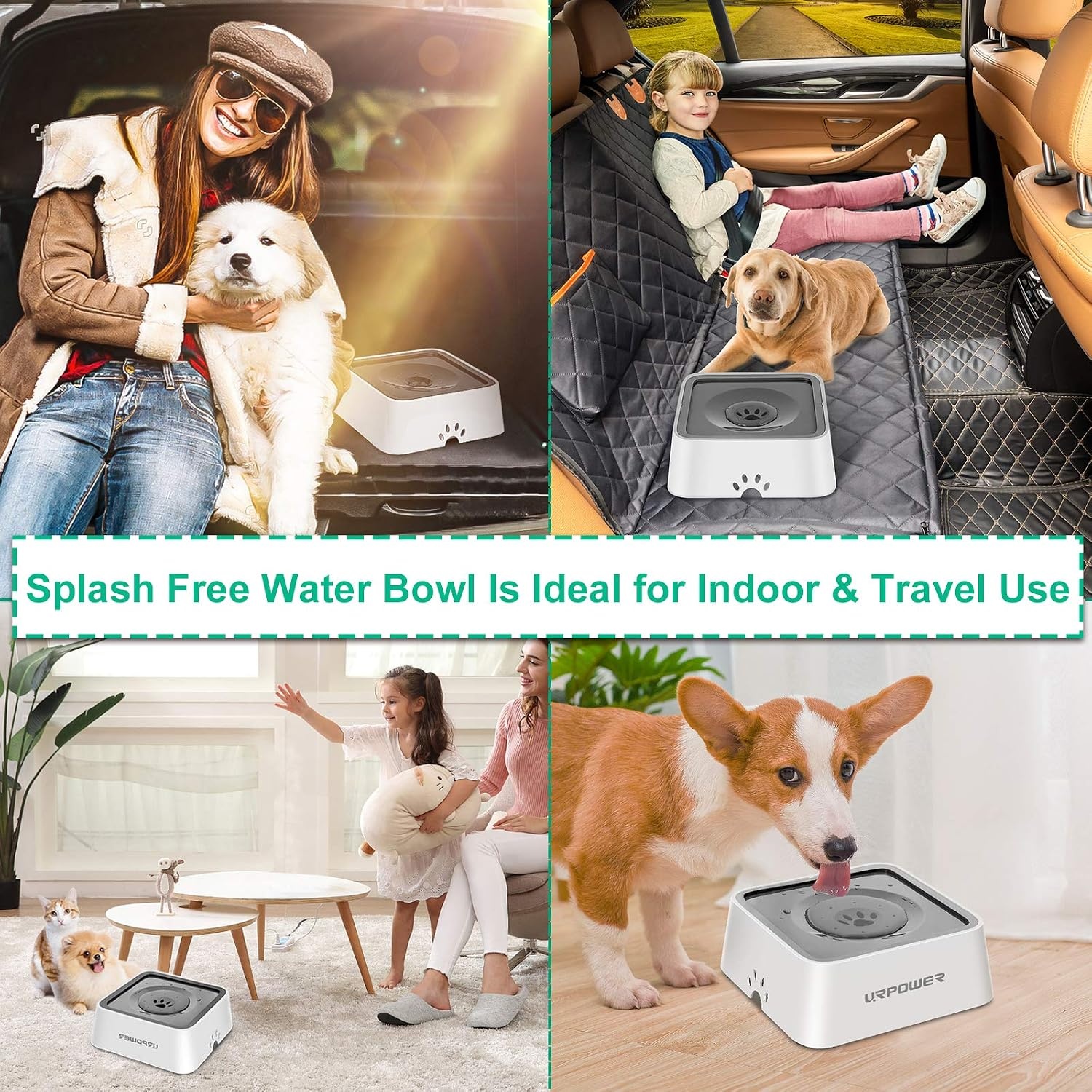 image:imageURPOWER 25L Dog Water Bowl 85oz Large Capacity Dog Bowls No Spill Pet Water Dispenser for Messy Drinkers Splash Proof Slow Feeder Vehicle Carried Travel Bowl for Dogs Cats ampPetsGrey