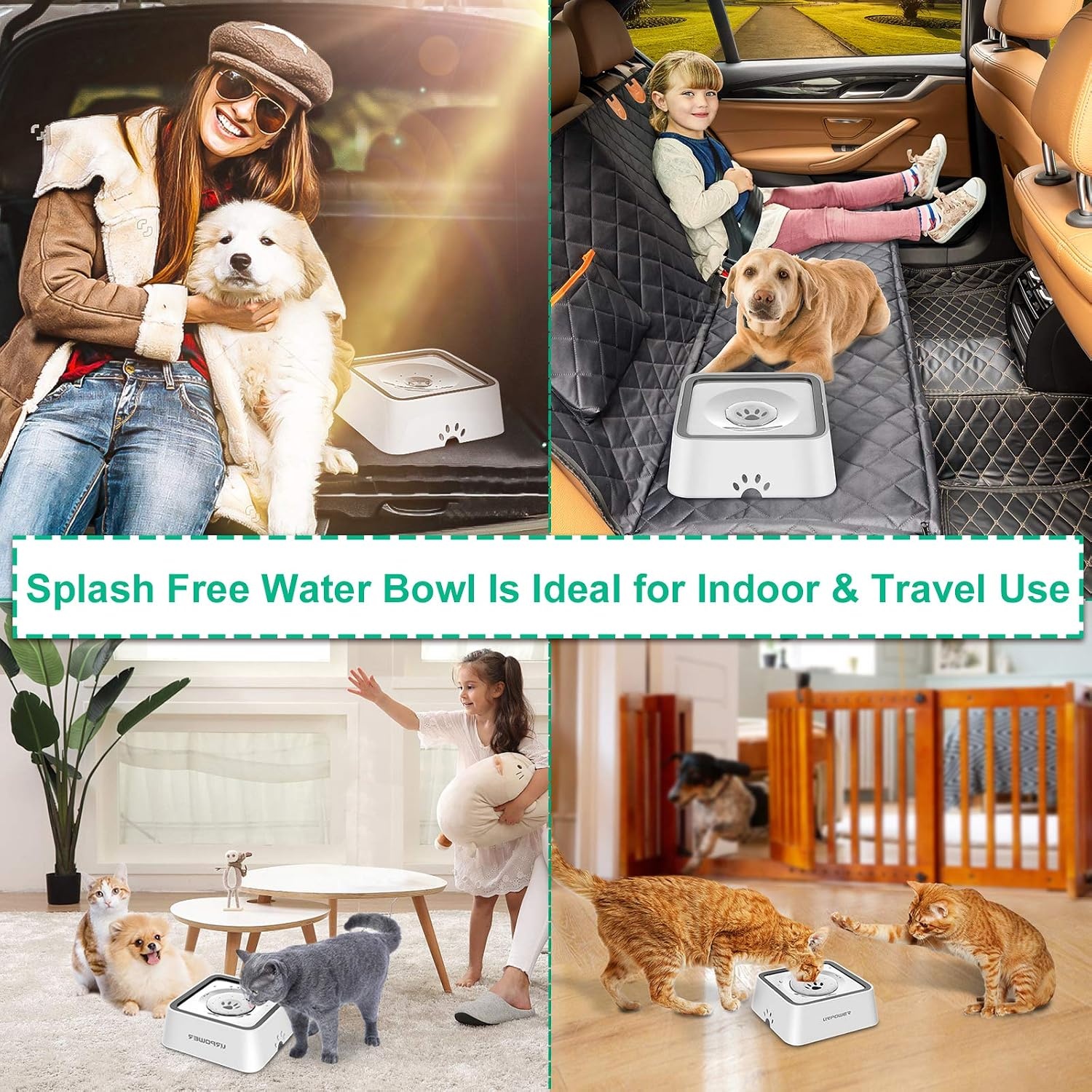 image:imageURPOWER 25L Dog Water Bowl 85oz Large Capacity Dog Bowls No Spill Pet Water Dispenser for Messy Drinkers Splash Proof Slow Feeder Vehicle Carried Travel Bowl for Dogs Cats ampPetsWhite