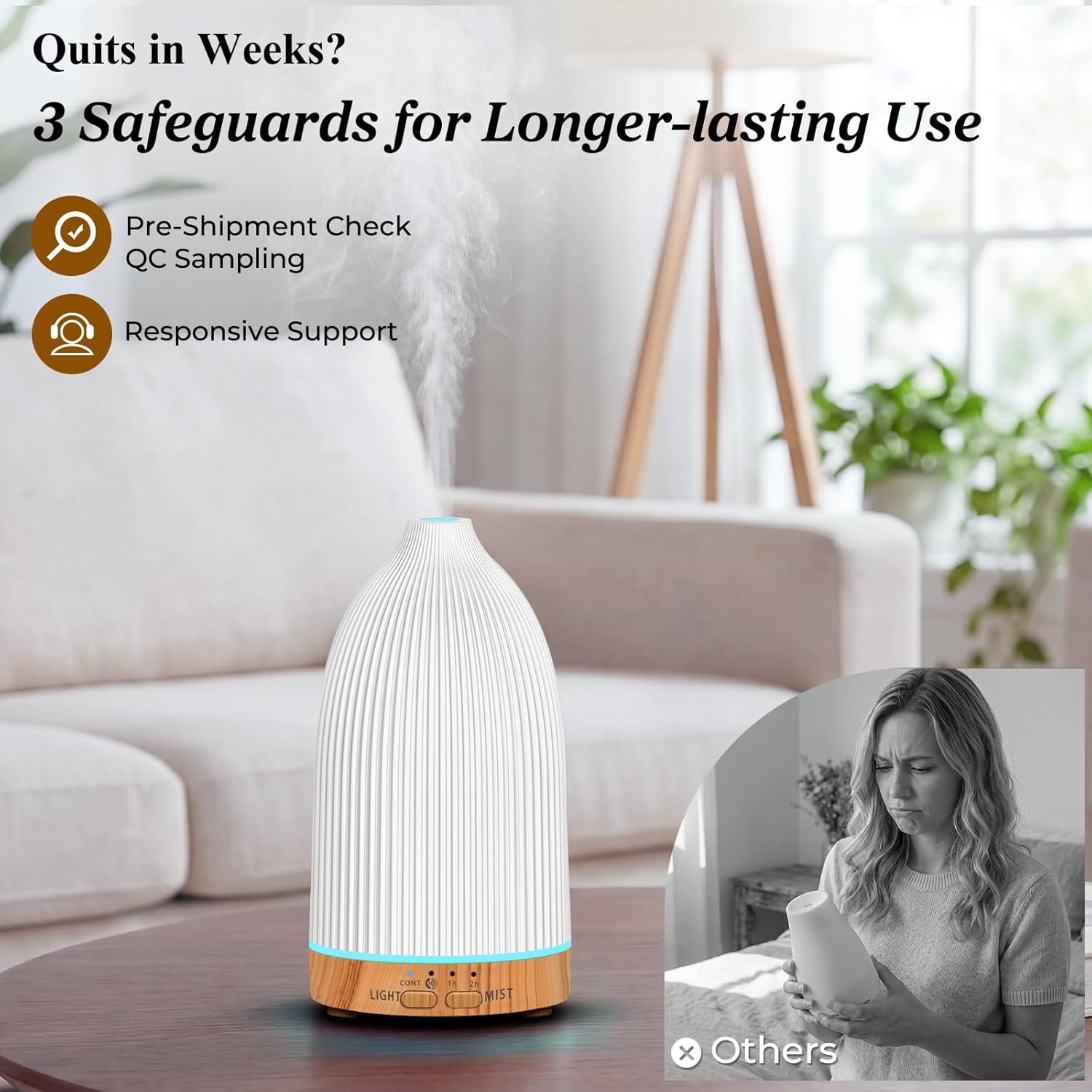 image:imageURPOWER 2PACK 150ML Essential Oil Diffusers for Home Ultrasonic Aromatherapy Diffuser with 7 Color Changing Lights Timer amp Auto ShutOff Scent Diffuser for Bedroom Office Yoga2