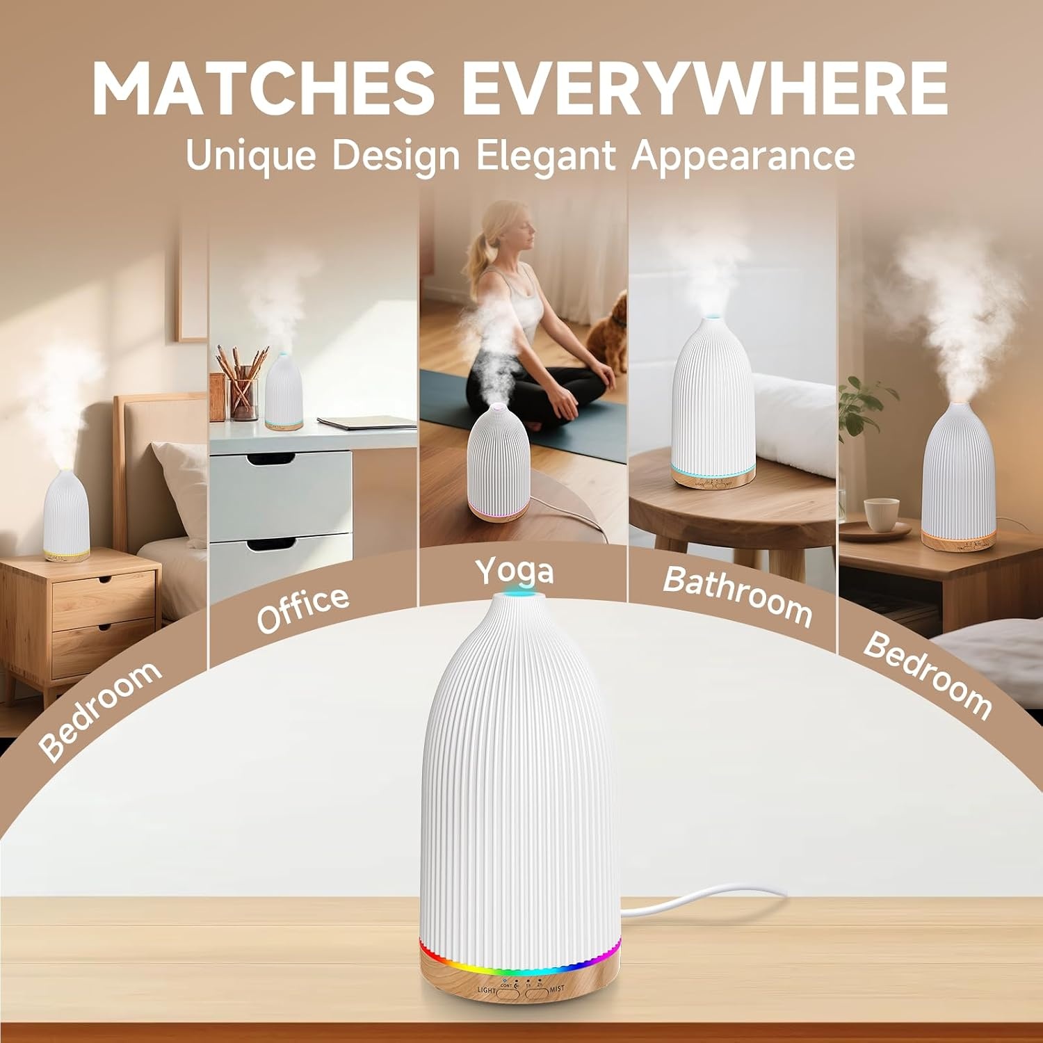 image:imageURPOWER 2PACK 150ML Essential Oil Diffusers for Home Ultrasonic Aromatherapy Diffuser with 7 Color Changing Lights Timer amp Auto ShutOff Scent Diffuser for Bedroom Office Yoga1