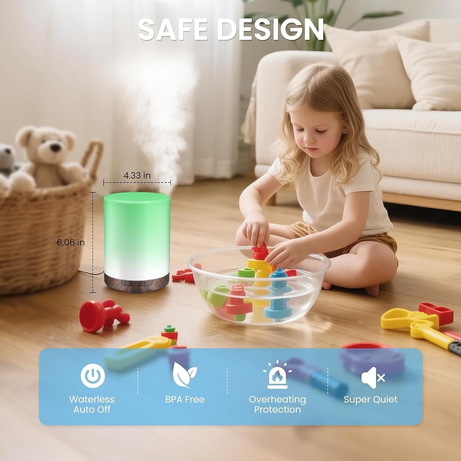image:imageURPOWER 300ml Essential Oil Diffuser Ultrasonic Air Humidifier AUTO Shut Off Aromatherapy Scent Diffuser Night Light 7 Color Changing LED Lights and 4 Timer Settings for Home Office YogaDark Brown