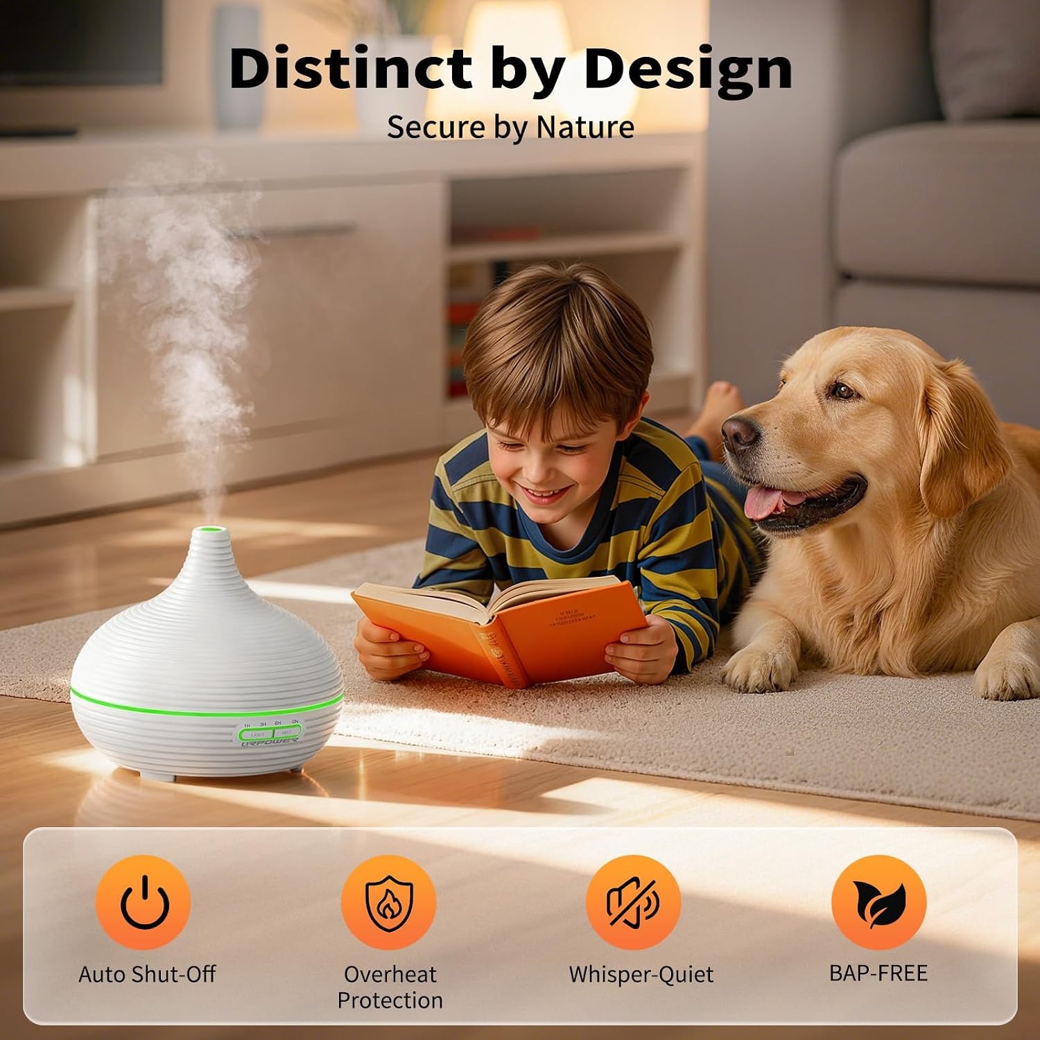 image:imageURPOWER 300ml Sleep Diffuser for Bedroom AllNight Essential Oil Diffuser Quiet Ultrasonic Cool Mist AutoOff amp Timer 7 LED Color Diffusers Humidifier for Home Office amp Large Rooms
