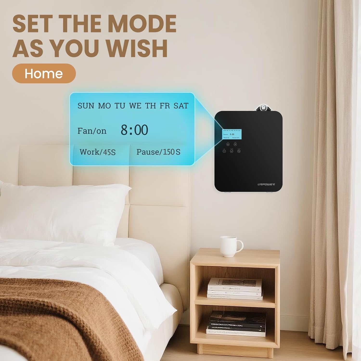 image:imageURPOWER 300ml Waterless Nebulizing Scent Diffuser Up to 3000 Sq Ft Smart APP Control HVACWall ColdAir Aromatherapy Machine with Lockable Oil Bottle for HomeOfficeHotel Starter Oil IncludedWood