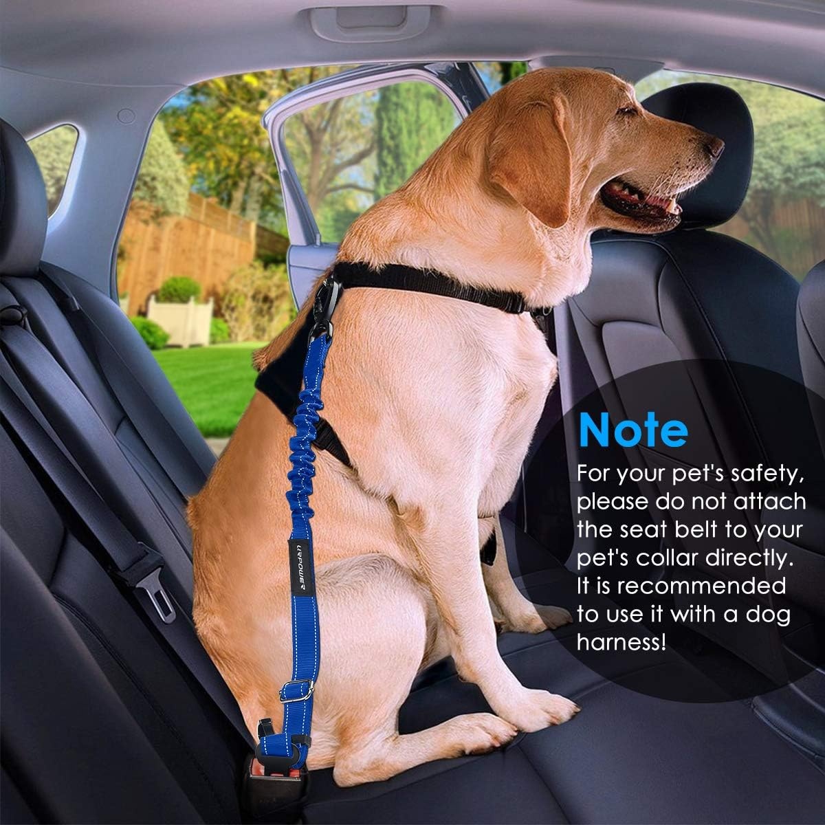 image:imageURPOWER 3in1 Dog Seat Belt for Car 2 Pack Adjustable Bungee Dog Car Harness with Seatbelt Buckle amp Latch Hook Reflective amp 360 Swivel Heavy Duty Pet Safety Belts for Dogs and CatsBlue