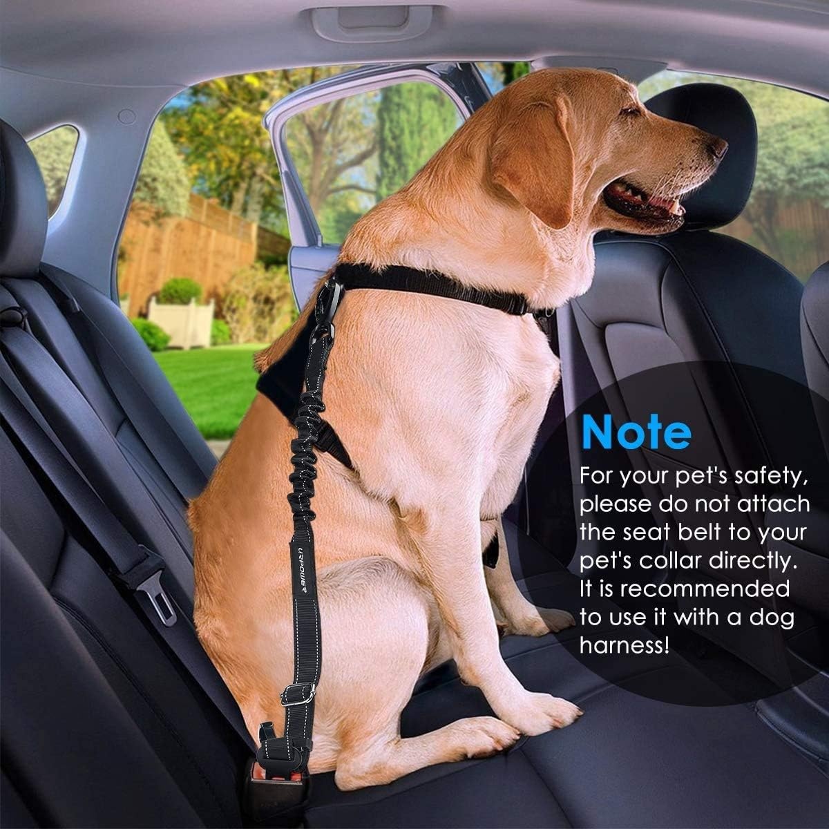 image:imageURPOWER 3in1 Dog Seat Belt for Car 2 Pack Adjustable Bungee Dog Car Harness with Seatbelt Buckle amp Latch Hook Reflective amp 360 Swivel Heavy Duty Pet Safety Belts for Dogs and CatsBlack
