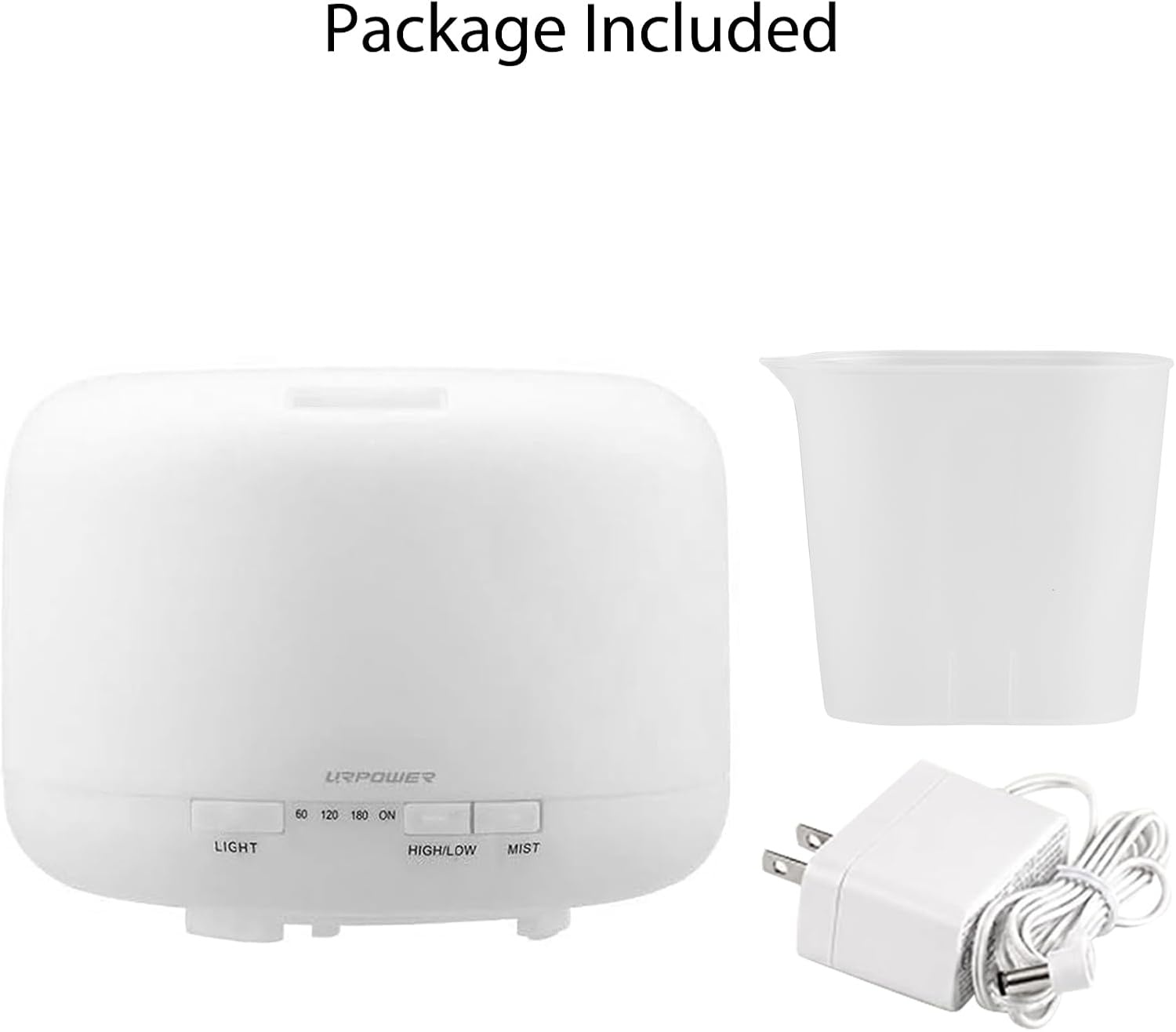 image:imageURPOWER 500ML Essential Oil Diffuser Humidifiers Ultrasonic Aromatherapy Diffusers with 4 Timer Settings and Waterless Auto ShutOff for Home Office Living Room Yoga Remote Control NOT IncludedAll White