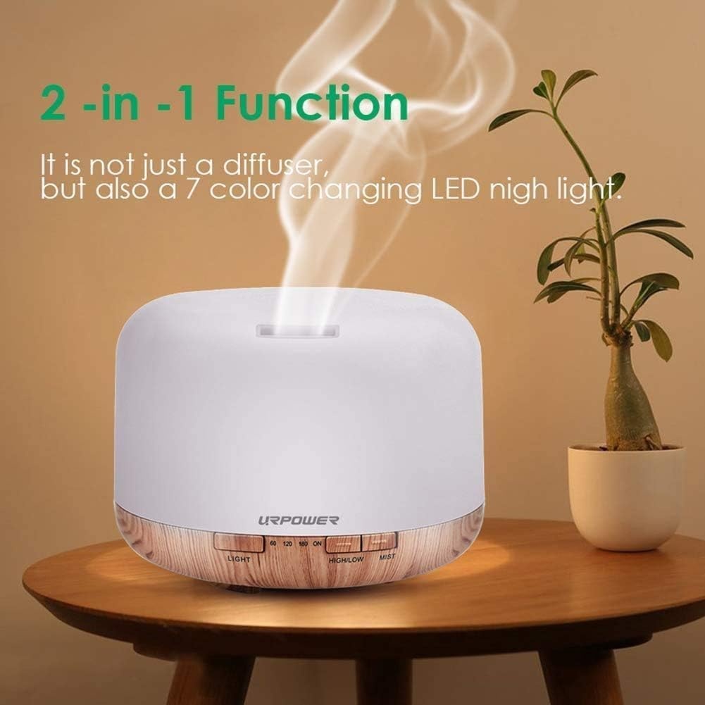 image:imageURPOWER 500ML Essential Oil Diffuser Humidifiers Ultrasonic Aromatherapy Diffusers with 4 Timer Settings and Waterless Auto ShutOff for Home Office Living Room Yoga Remote Control NOT IncludedAyellow