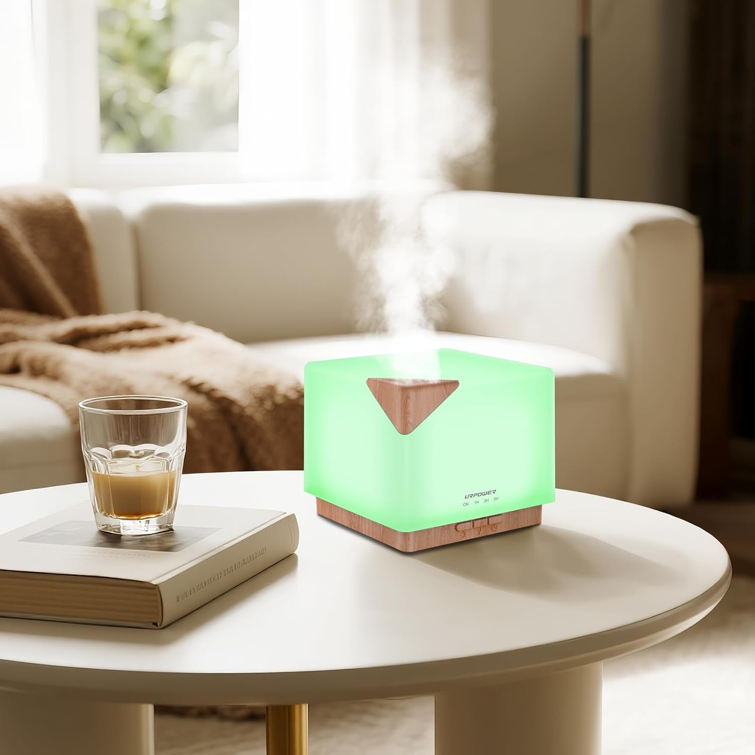 image:imageURPOWER Aromatherapy Essential Oil Diffuser Humidifier 700ml Large Capacity Modern Ultrasonic Aroma Diffusers Running 20 Hours with Adjustable Mist Mode4 Timer Settings for Home Office StudyLight Brown