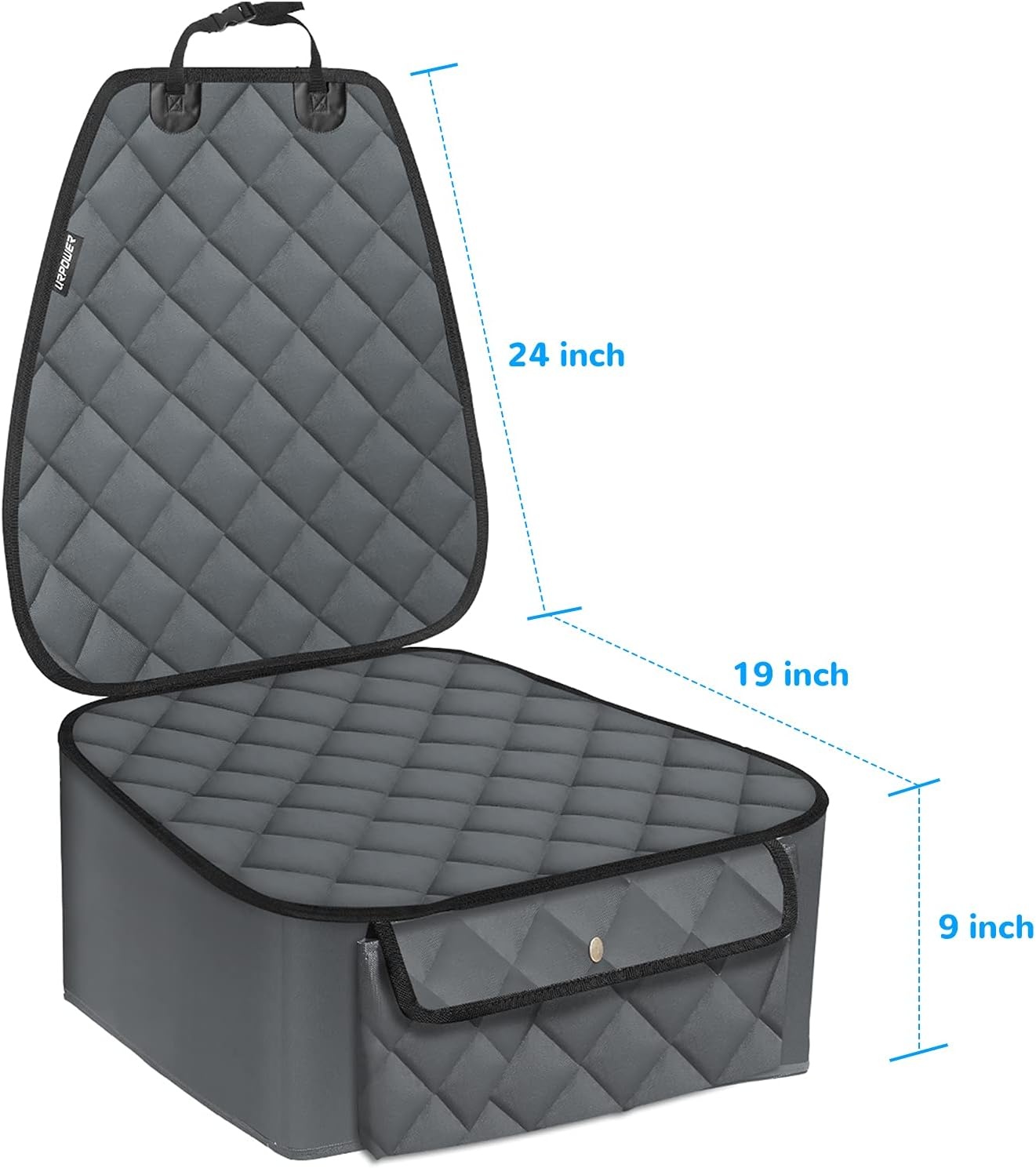 image:imageURPOWER Dog Car Seat Cover for Front Seat Waterproof Pet Car Seat Protector with Pocket amp Elastic Skirt NonSlip Dog Bucket Seat Covers for Cars Trucks amp SUVsGrey