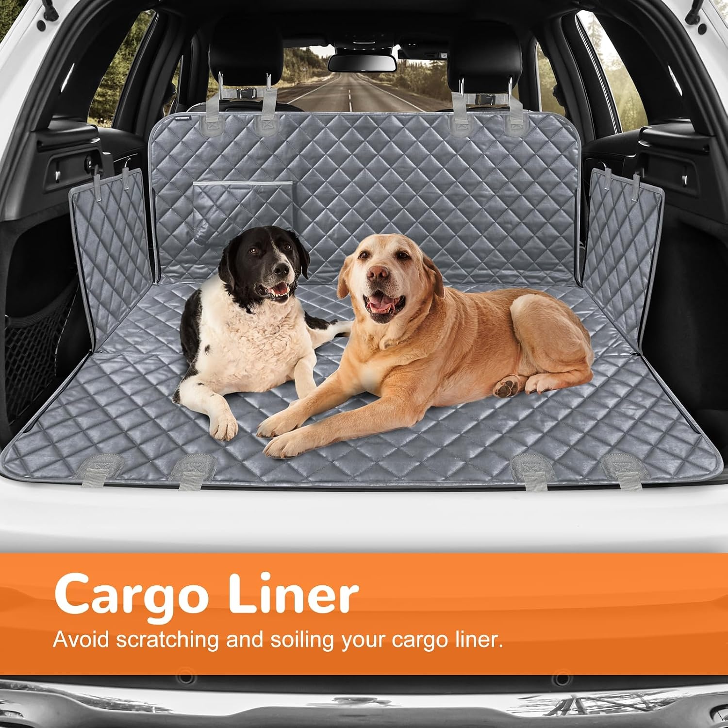 image:imageURPOWER Hard Bottom Dog Car Seat Cover for Pets 100 Waterproof Seat Cover Hammock 600D Heavy Duty Scratch Proof Nonslip Durable Back Seat Covers for Cars Trucks and SUVsGrey