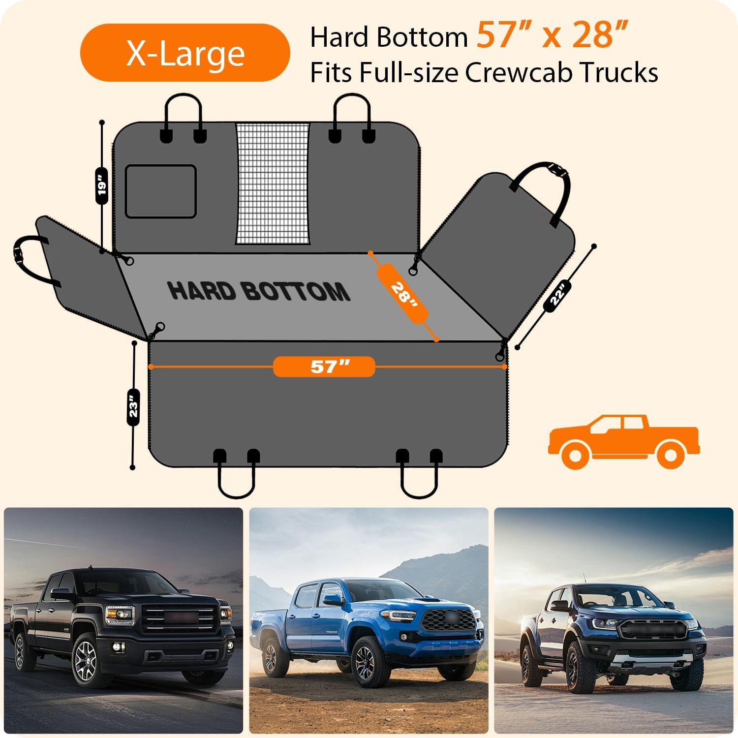 image:imageURPOWER Hard Bottom Dog Car Seat Cover for Pets 100 Waterproof Seat Cover Hammock 600D Heavy Duty Scratch Proof Nonslip Durable Back Seat Covers for Cars Trucks and SUVsBlack