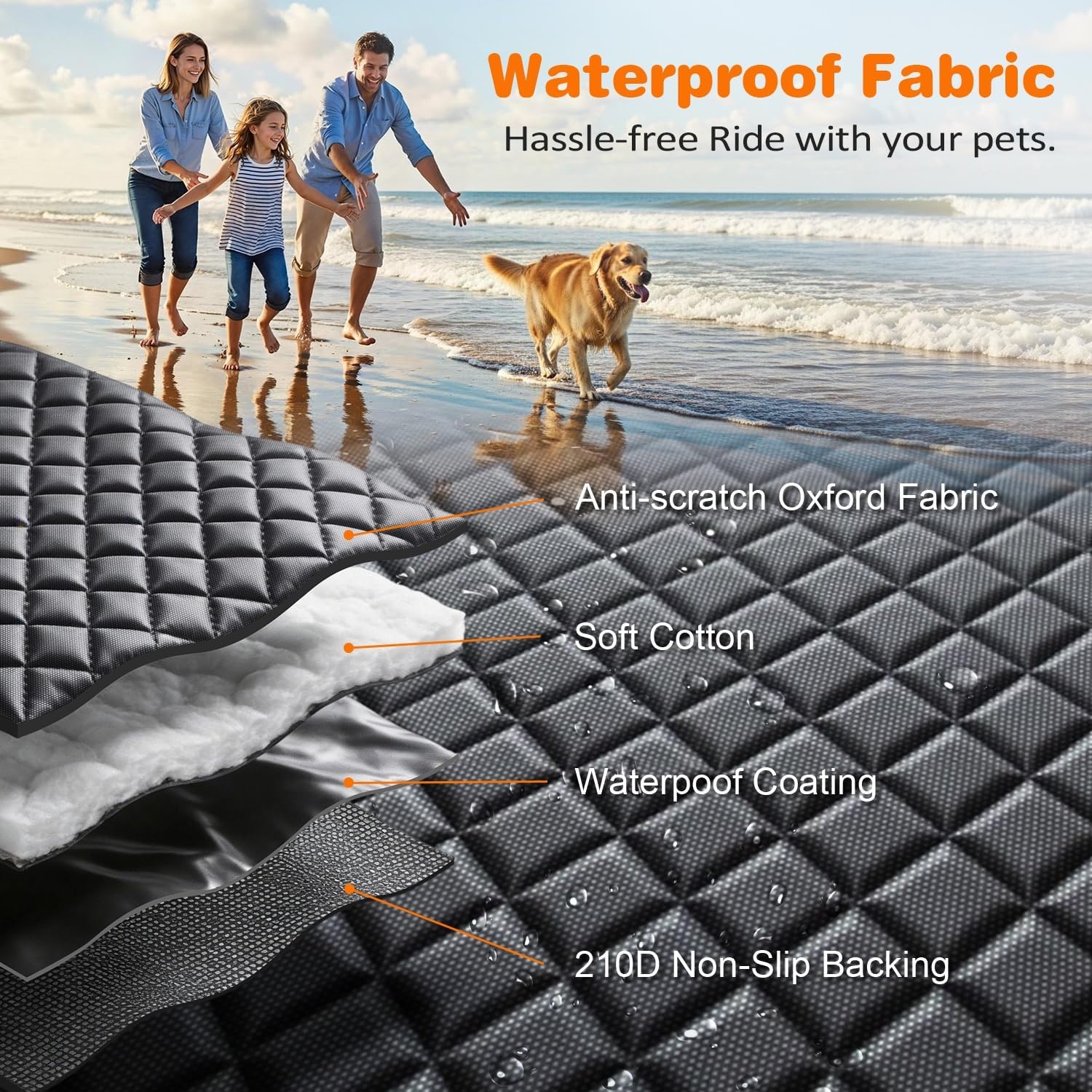 image:imageURPOWER Hard Bottom Dog Car Seat Cover for Pets 100 Waterproof Seat Cover Hammock 600D Heavy Duty Scratch Proof Nonslip Durable Back Seat Covers for Cars Trucks and SUVsJet Black