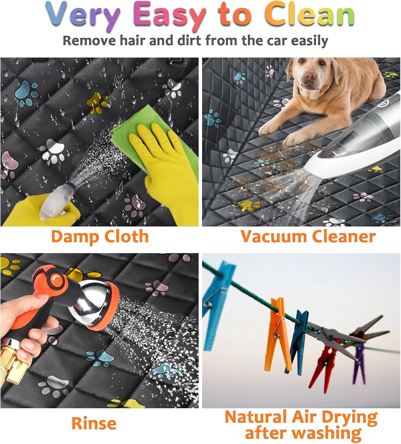 image:imageURPOWER Hard Bottom Dog Car Seat Cover for Pets 100 Waterproof Seat Cover Hammock 600D Heavy Duty Scratch Proof Nonslip Durable Back Seat Covers for Cars Trucks and SUVsColorful