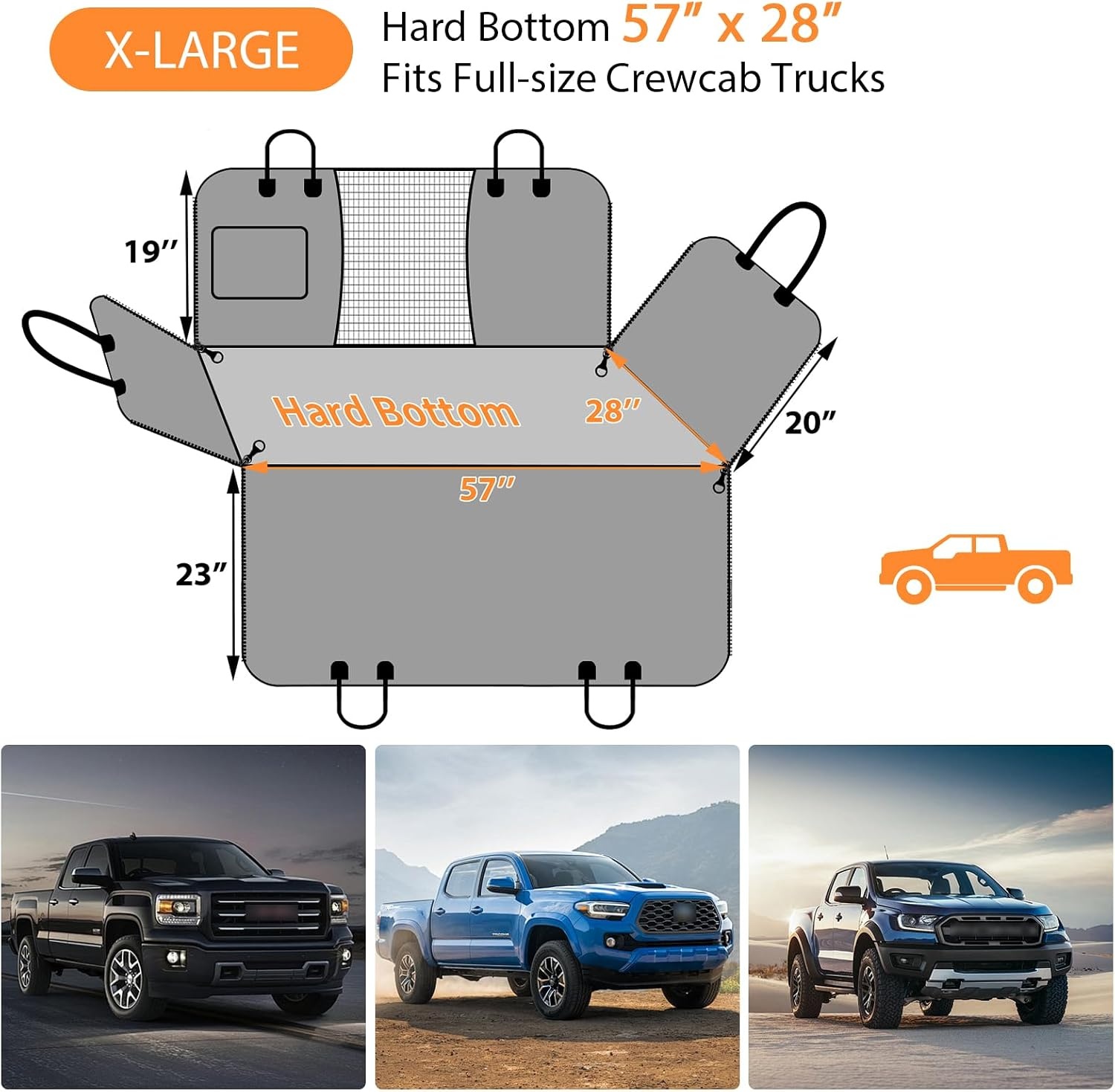 image:imageURPOWER Hard Bottom Dog Car Seat Cover for Pets 100 Waterproof Seat Cover Hammock 600D Heavy Duty Scratch Proof Nonslip Durable Back Seat Covers for Cars Trucks and SUVsMatte Black