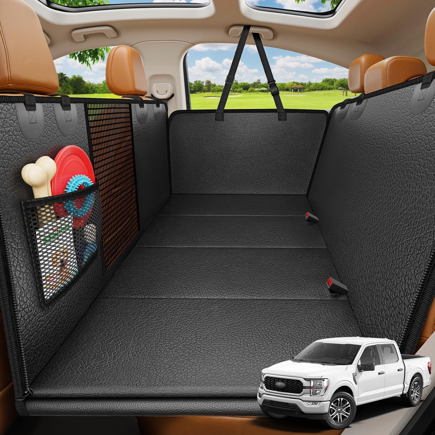 image:imageURPOWER Hard Bottom Dog Car Seat Cover for Pets 100 Waterproof Seat Cover Hammock 600D Heavy Duty Scratch Proof Nonslip Durable Back Seat Covers for Cars Trucks and SUVsBlack