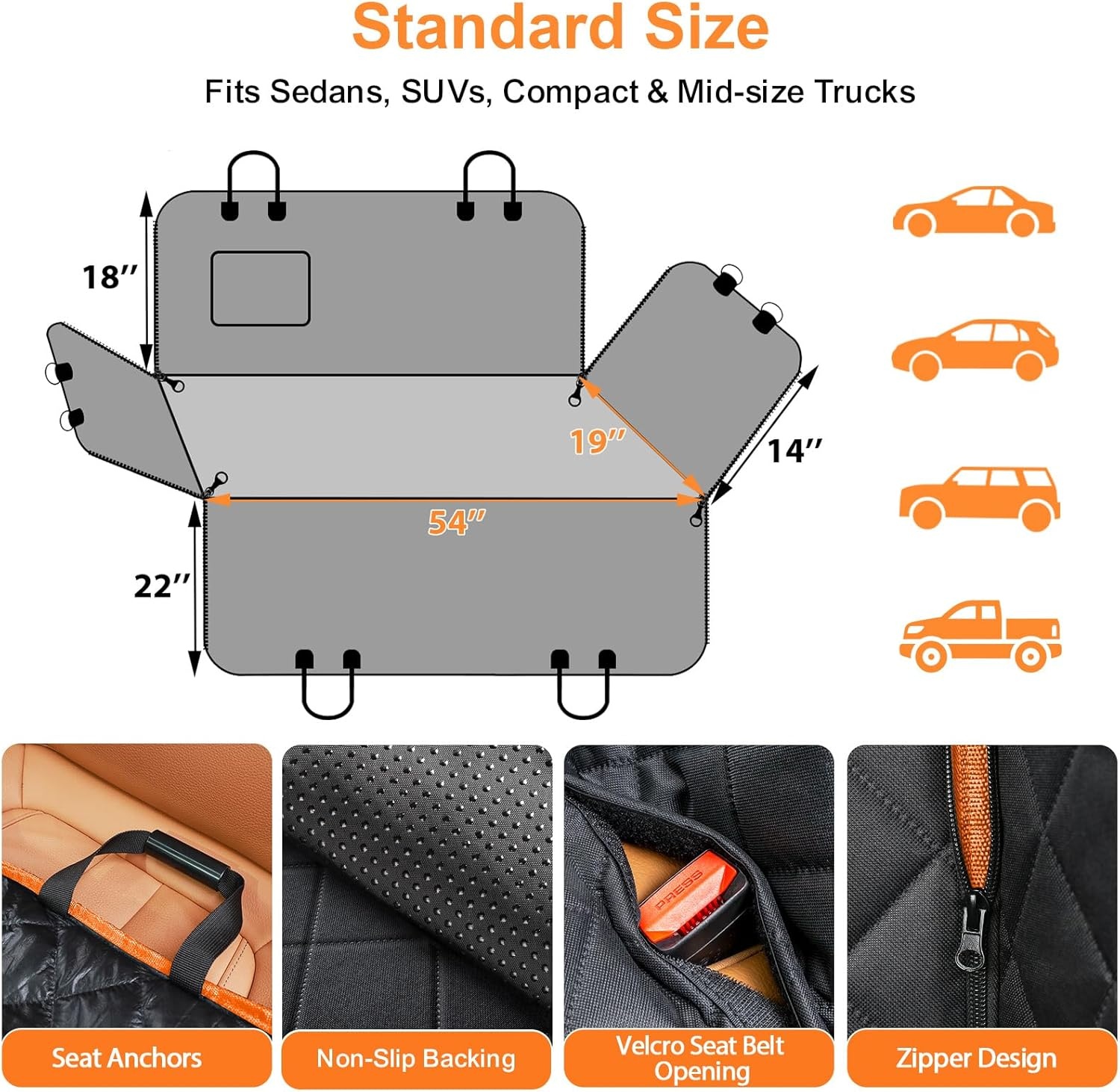 image:imageURPOWER Hard Bottom Dog Car Seat Cover for Pets 100 Waterproof Seat Cover Hammock 600D Heavy Duty Scratch Proof Nonslip Durable Back Seat Covers for Cars Trucks and SUVsKhaki