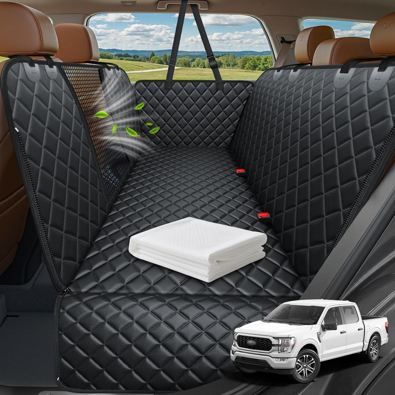 image:imageURPOWER Hard Bottom Dog Car Seat Cover for Pets 100 Waterproof Seat Cover Hammock 600D Heavy Duty Scratch Proof Nonslip Durable Back Seat Covers for Cars Trucks and SUVsJet Black