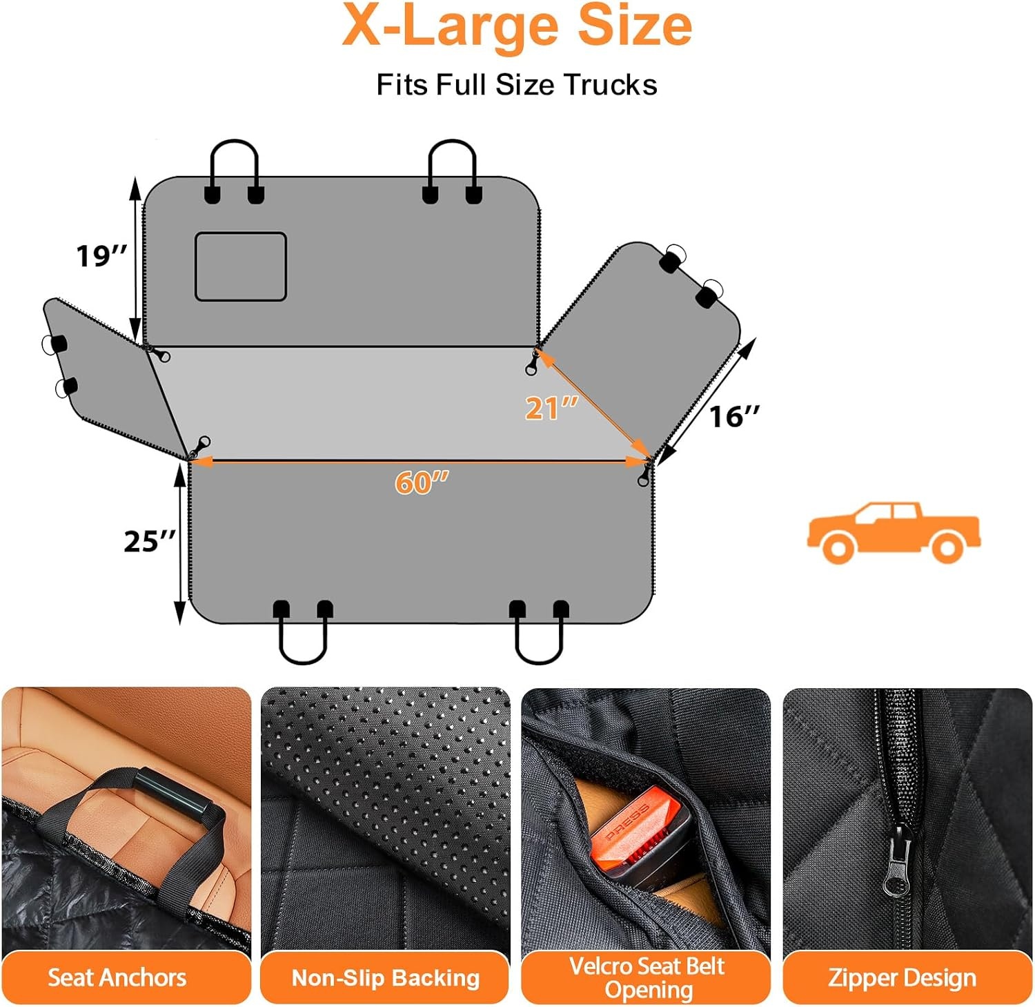 image:imageURPOWER Hard Bottom Dog Car Seat Cover for Pets 100 Waterproof Seat Cover Hammock 600D Heavy Duty Scratch Proof Nonslip Durable Back Seat Covers for Cars Trucks and SUVsKhaki