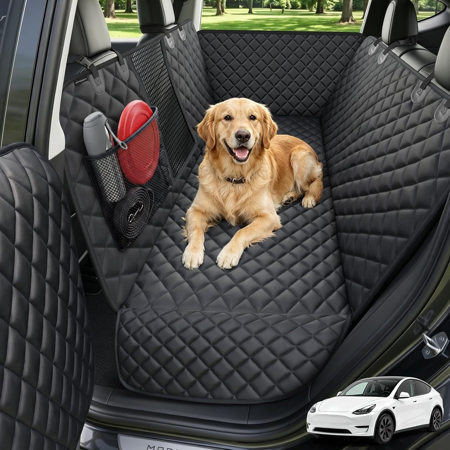 image:imageURPOWER Hard Bottom Dog Car Seat Cover for Pets 100 Waterproof Seat Cover Hammock 600D Heavy Duty Scratch Proof Nonslip Durable Back Seat Covers for Cars Trucks and SUVsAll Black