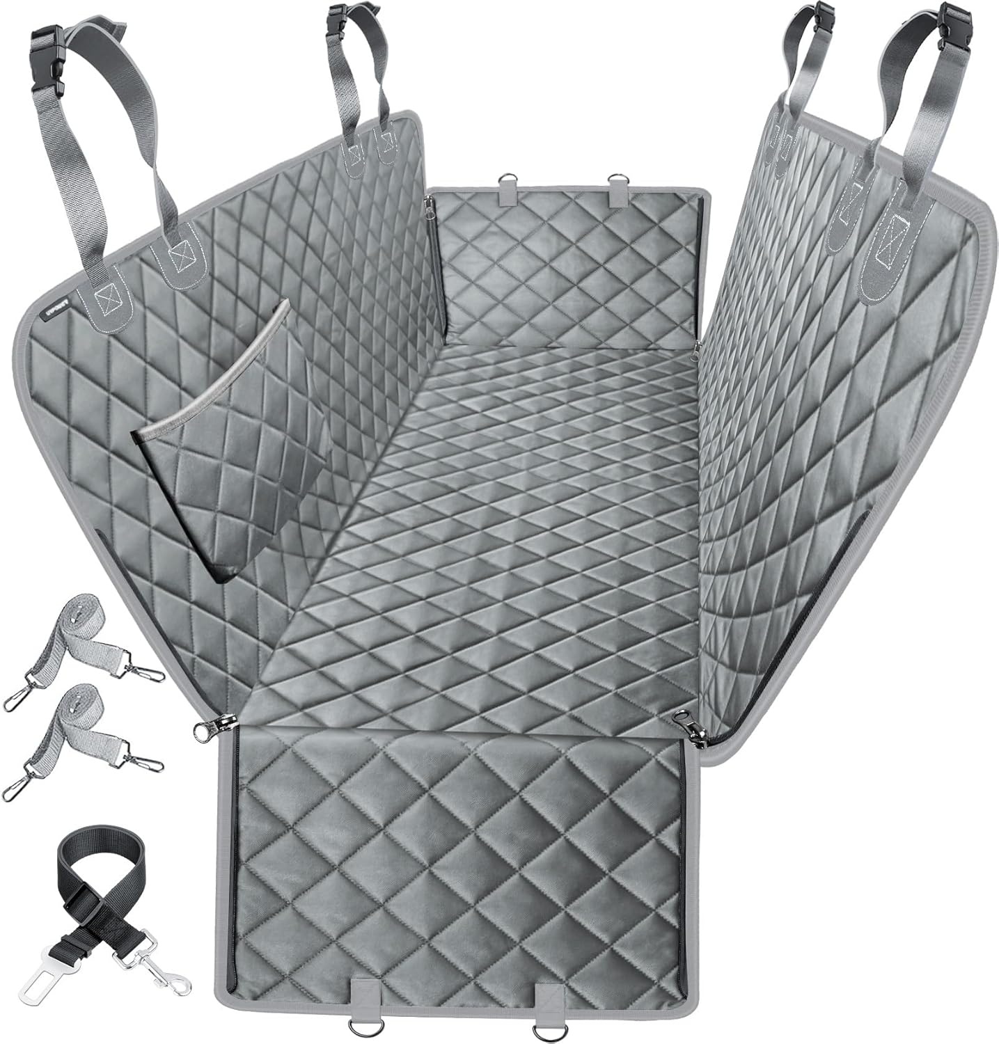 image:imageURPOWER Hard Bottom Dog Car Seat Cover for Pets 100 Waterproof Seat Cover Hammock 600D Heavy Duty Scratch Proof Nonslip Durable Back Seat Covers for Cars Trucks and SUVsGrey