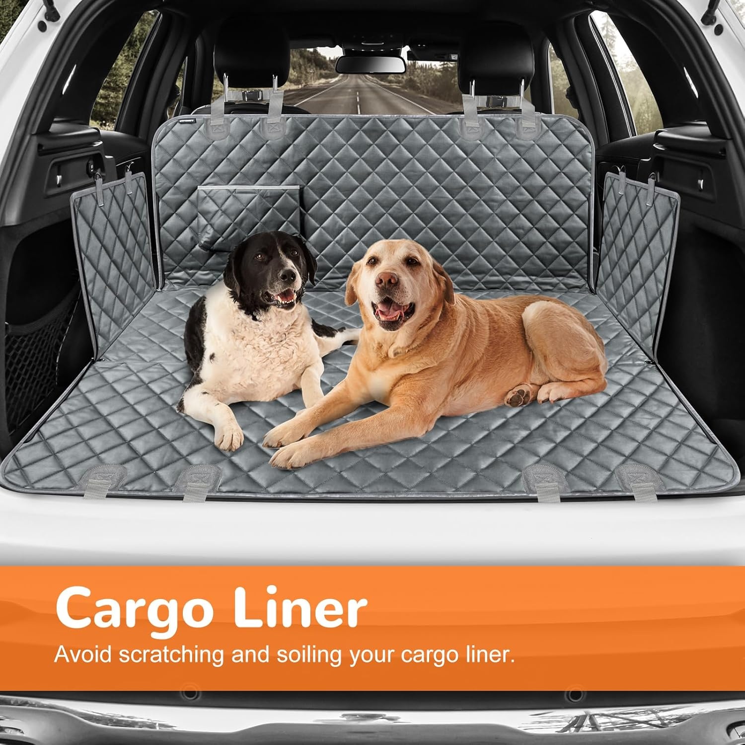 image:imageURPOWER Hard Bottom Dog Car Seat Cover for Pets 100 Waterproof Seat Cover Hammock 600D Heavy Duty Scratch Proof Nonslip Durable Back Seat Covers for Cars Trucks and SUVsGrey