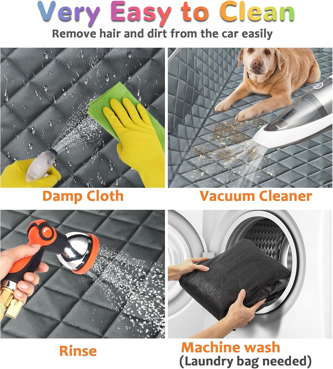 image:imageURPOWER Hard Bottom Dog Car Seat Cover for Pets 100 Waterproof Seat Cover Hammock 600D Heavy Duty Scratch Proof Nonslip Durable Back Seat Covers for Cars Trucks and SUVsGrey