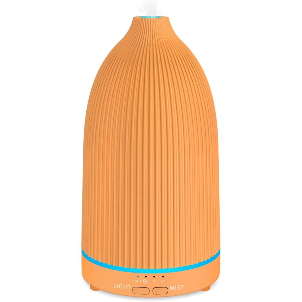 image:imageURPOWER 100ML Essential Oil Diffuser Ultrasonic Cool Mist Humidifier with 7 LED Lights Timer amp AutoOff Quiet Aromatherapy Scent Diffuser for Home Bedroom Office RelaxationStriped Yellow