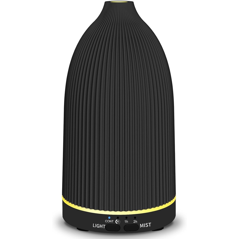 image:imageURPOWER 100ML Essential Oil Diffuser Ultrasonic Cool Mist Humidifier with 7 LED Lights Timer amp AutoOff Quiet Aromatherapy Scent Diffuser for Home Bedroom Office RelaxationStriped Black