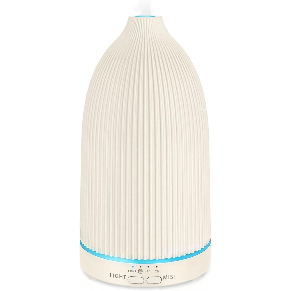 image:imageURPOWER 100ML Essential Oil Diffuser Ultrasonic Cool Mist Humidifier with 7 LED Lights Timer amp AutoOff Quiet Aromatherapy Scent Diffuser for Home Bedroom Office RelaxationStriped Beige